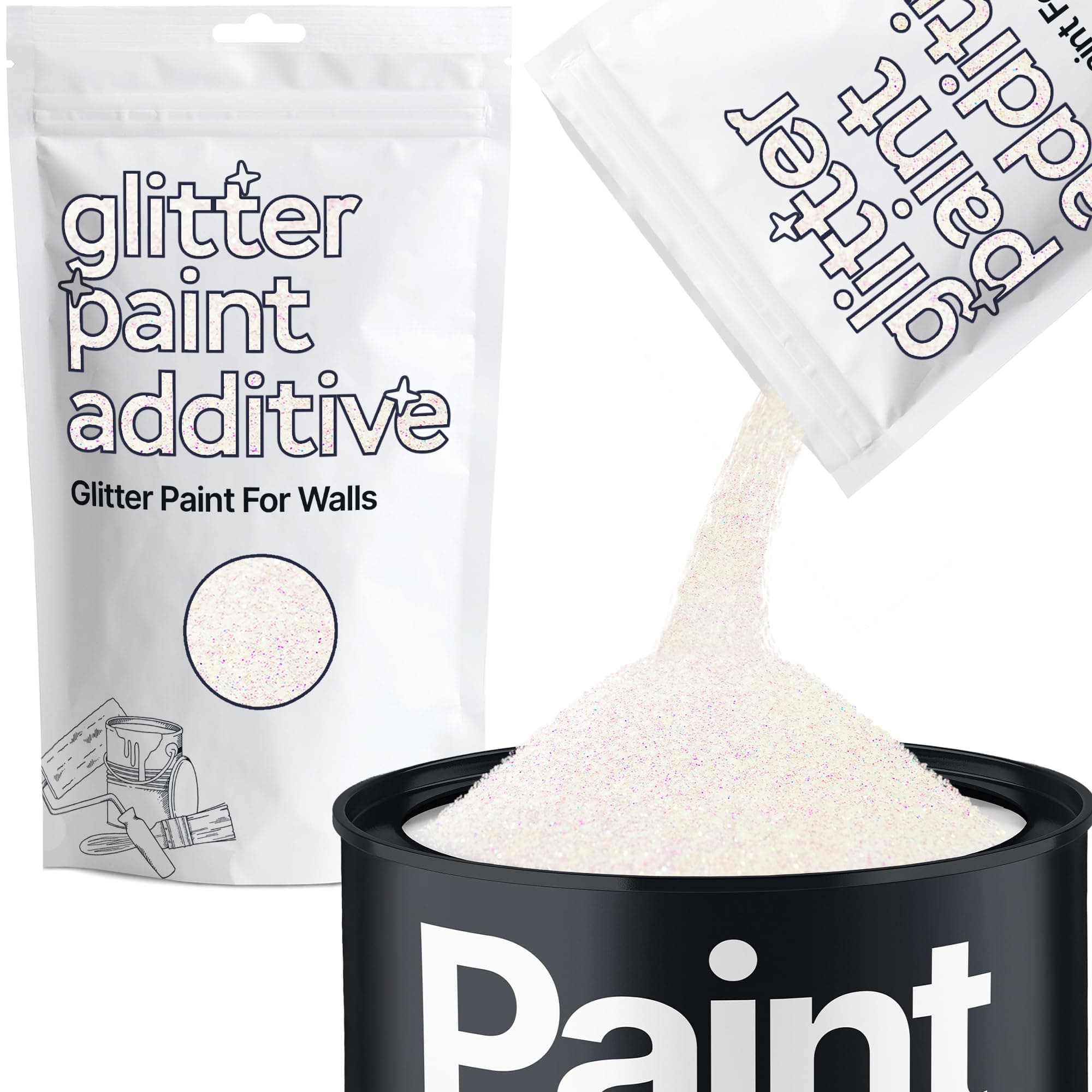 Mother of Pearl Iridescent Glitter Paint Additive 100g for Adding Sparkle to Paints & Varnish | Paint Walls Sparkly Add to Emulsion, Acrylic or Lacquer Indoor | Hemway