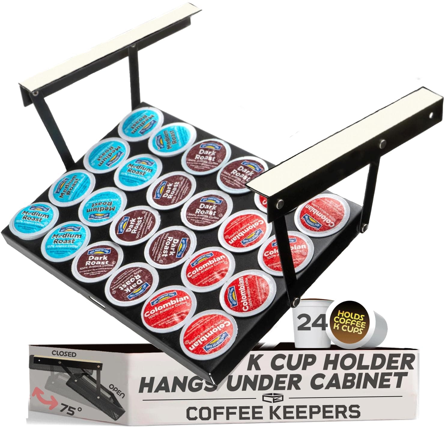 24 Pod - Under Cabinet K Cup Holder 24 Pods – Space-Saving Coffee Pod Holder