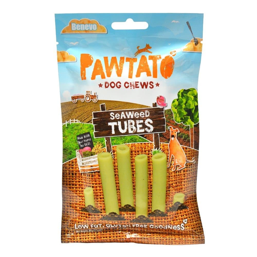 Benevo Pawtato Seaweed Tube Dog Chews (3.2oz, May Vary)