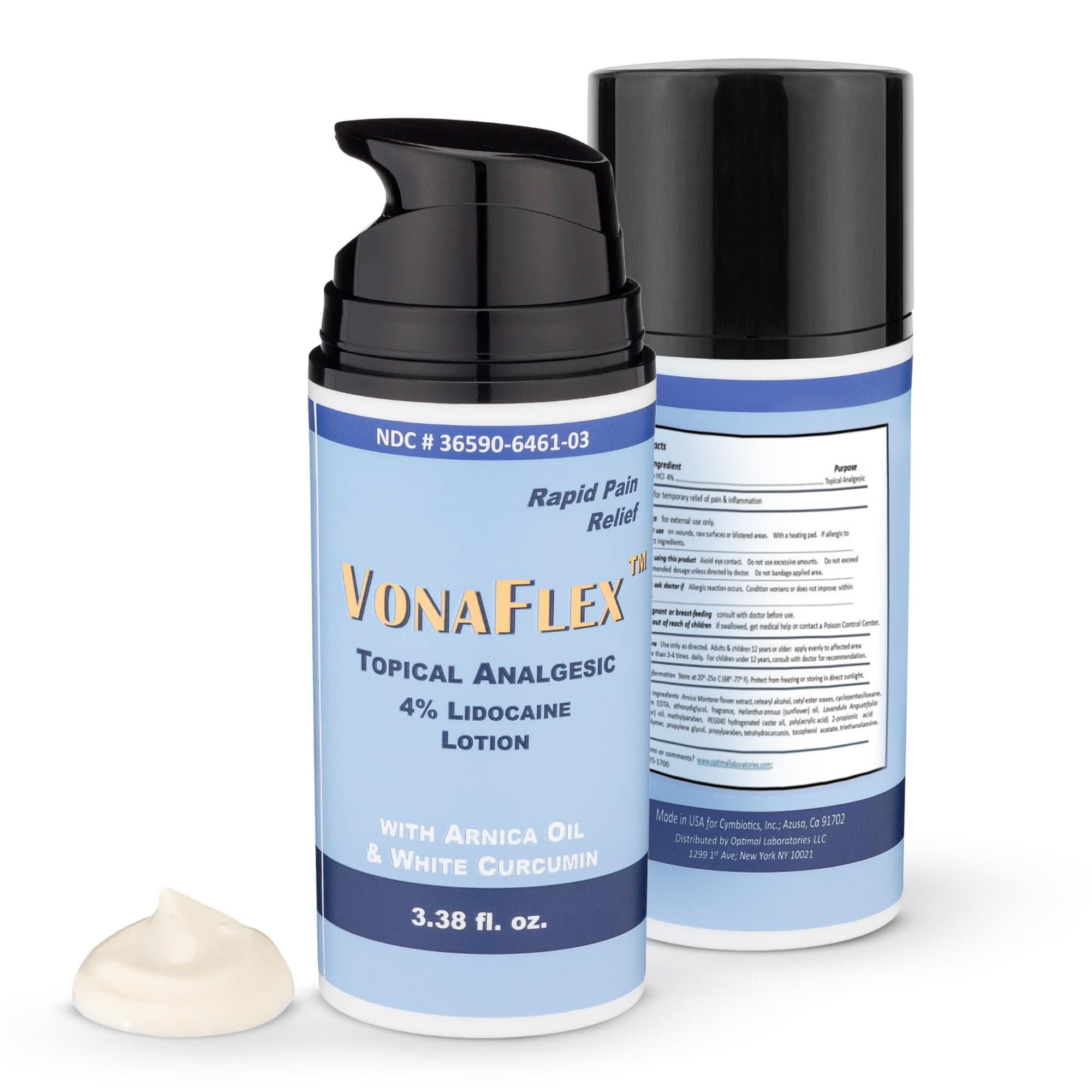 Pain Relief Lotion and Soothing Joint Support - Maximum Strength Formula 4% Lidocaine with Arnica Oil and White Curcumin - Non-Greasy - 3.38 fl. oz.