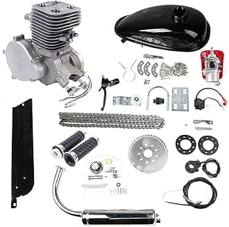 Upgraded 100cc Bicycle Engine Kit 2 Stroke Bicycle Motor Kit Low Fuel Consumption Bike Engine Kit Air Cooling Bicycle Engine Kit 2024 New Motorized Bike Kit 36/44 Teeth Full Set