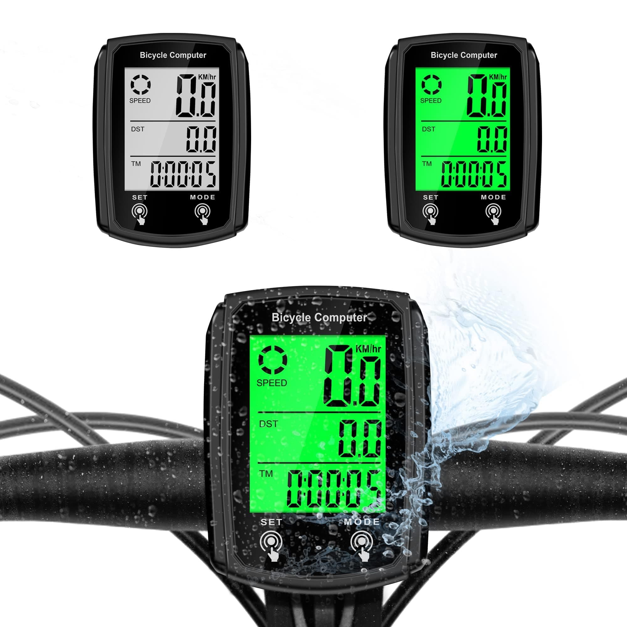 Bike Computer and Bicycle Odometer Wired KM/H Bike Speedometer with Automatic Wake-Up Cycling Speed Tracker LCD Display & Single Mileage & Multi-Functions & Calories Statistics Accessories
