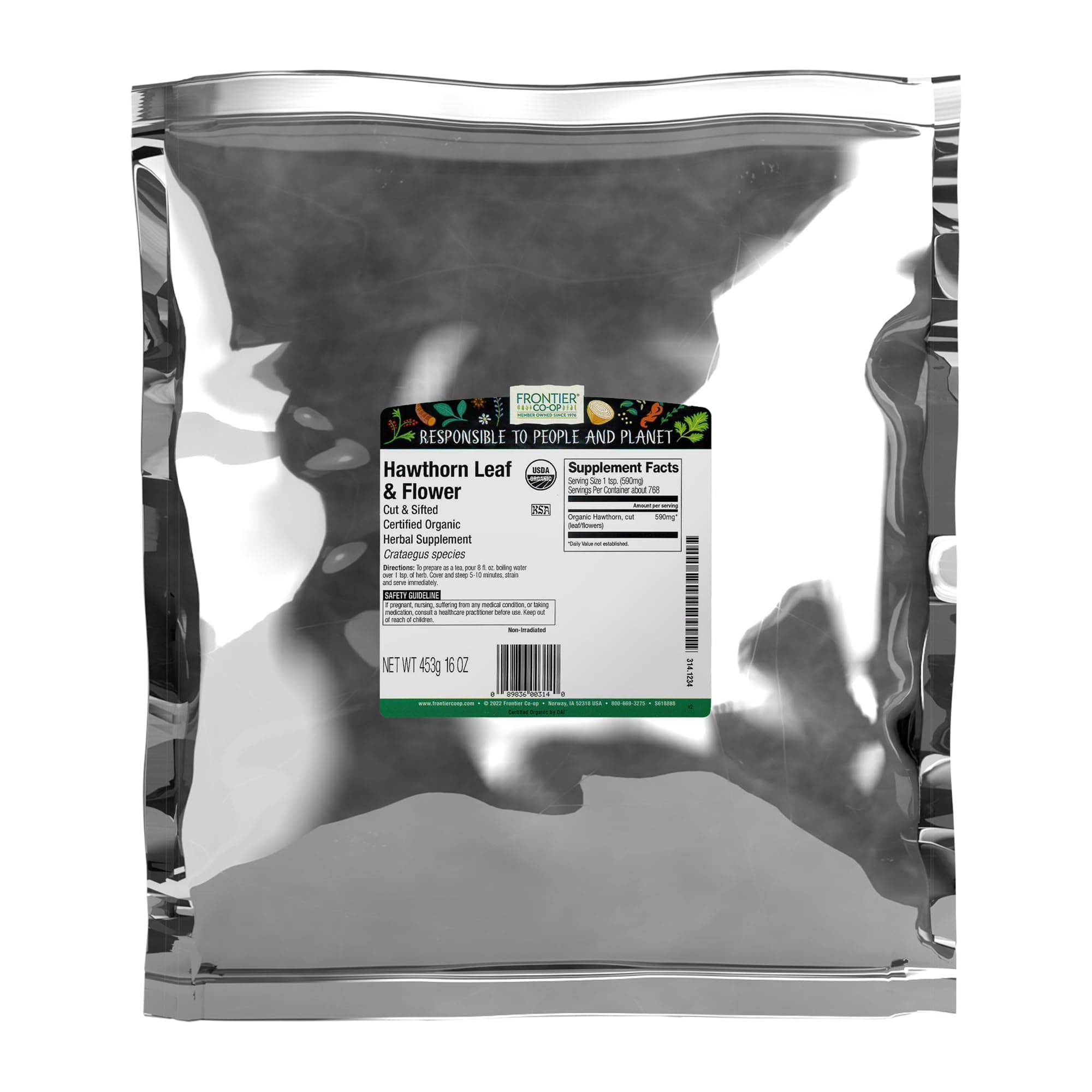 Frontier Co-op, Organic Cut & Sifted Hawthorn Leaf & Flower, 16 oz (453 g)