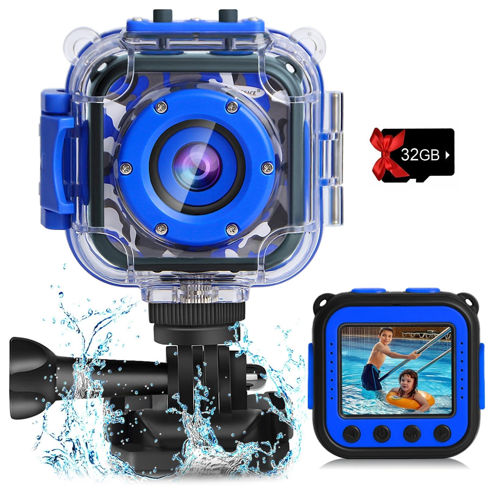 Kid's 1080P Waterproof Digital Video HD Action Camera (1.77in, Navy Blue)
