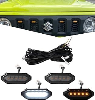 Front Grille Light White/Amber Center Grille Lights Decorative Lights Compatible with Suzuki Jimny JB64 JB74 2019 2020 2021 2022 2023