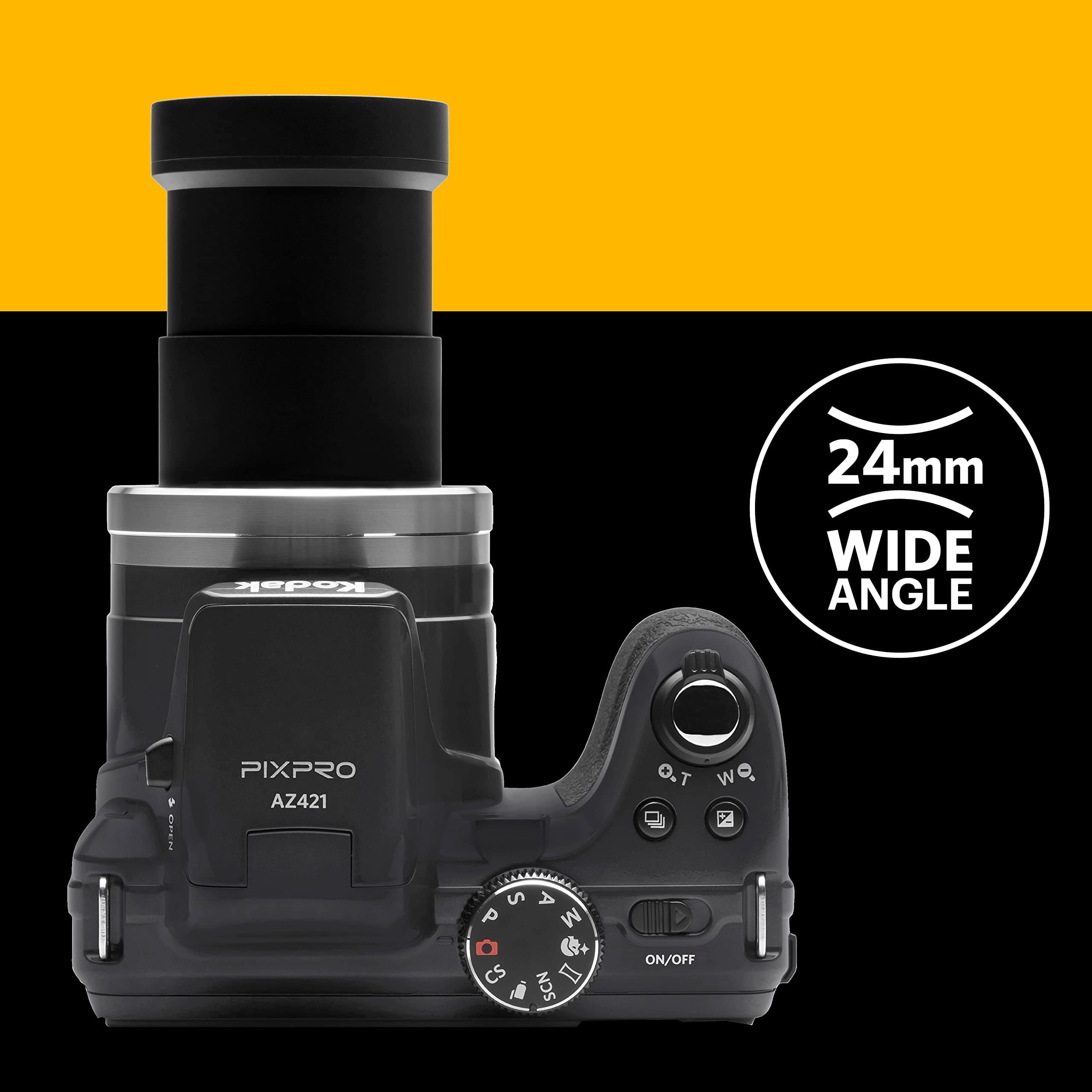 KODAK Pixpro AZ421 - Digital Bridge Camera, 42X Optical Zoom, 24mm Wide-Angle, 16 Megapixels, 3" LCD, 720p HD Video, OIS, Li-ion Battery - Black