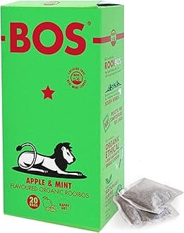 BOS Organic Apple Flavoured With Mint Leaves Caffeine Free Rooibos Carton, Refreshing & Unique 50 g, 20 Teabags (Pack of 1)