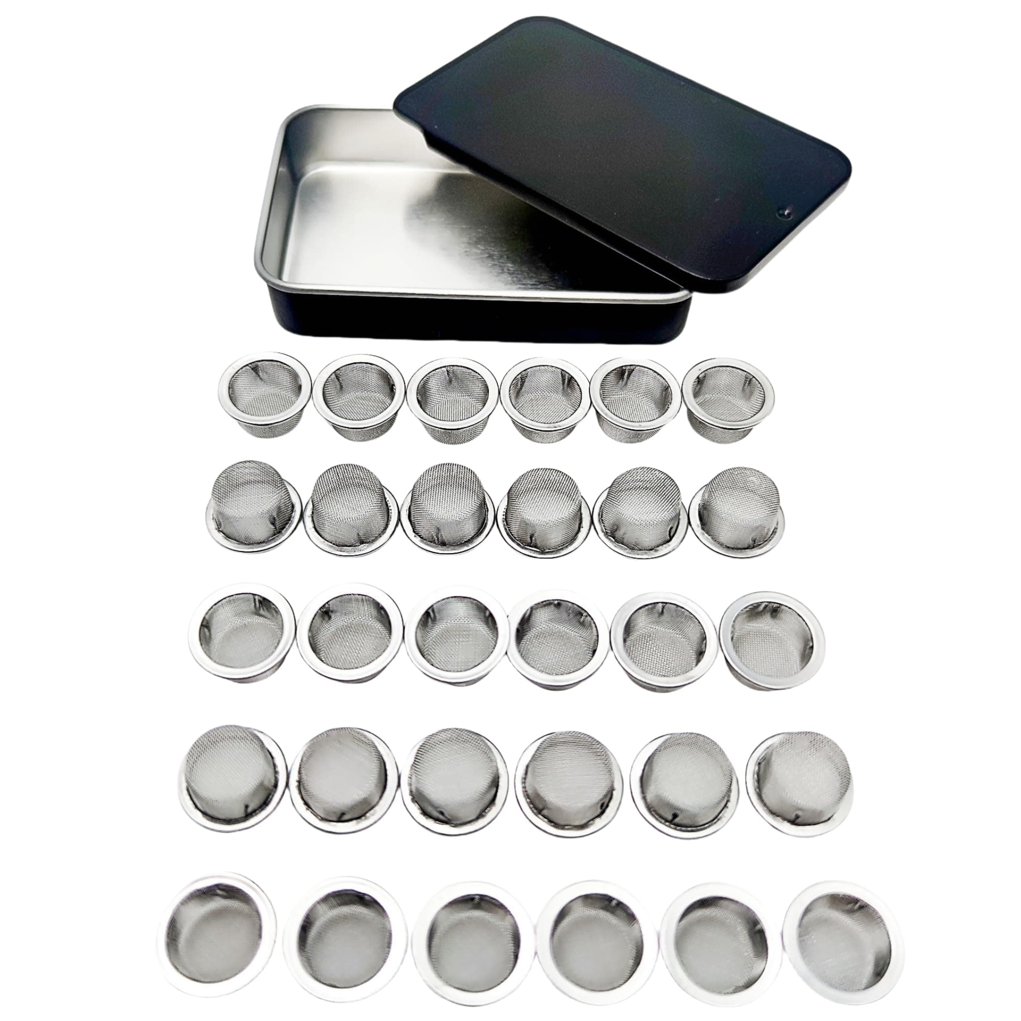 30pcs Pipe Screens 1/2 Inch Premium 304 Stainless Steel, 0.5" Pipe Screen Filters with Metal Storage Box