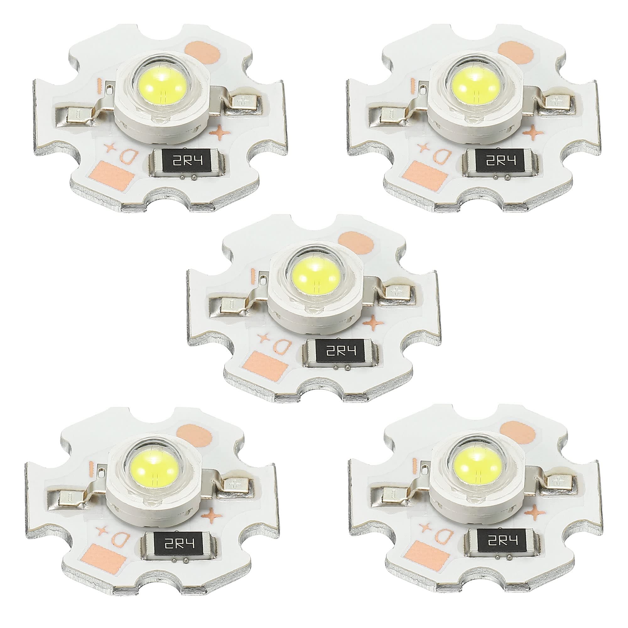 MECCANIXITY COB LED Light Chip Bead 3W 280lm 6000-6500K 20mm 5VDC Energy Saving Bulb for Spotlight Floodlight Replacement White 5Pcs