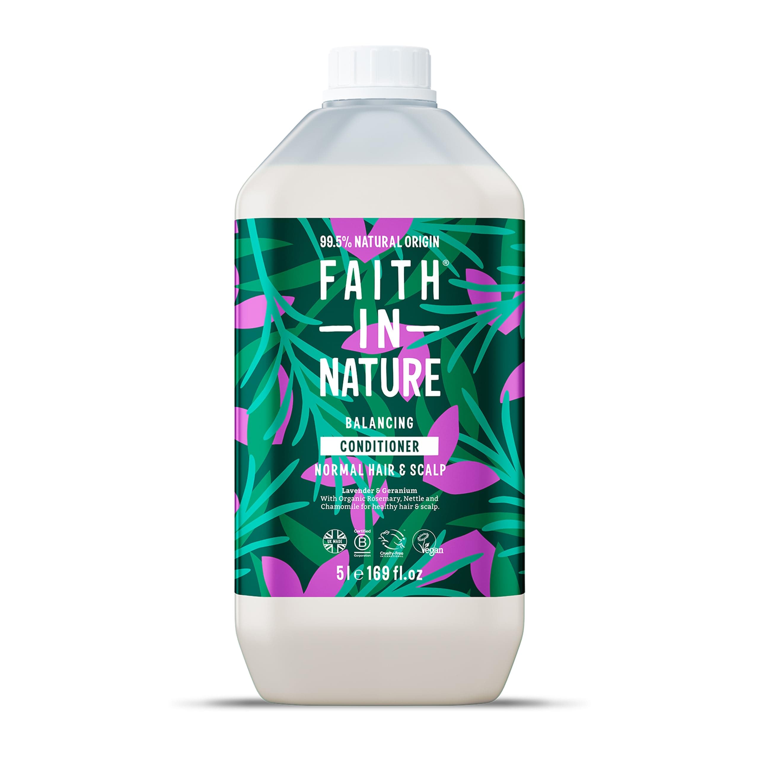 Natural Conditioner - Vegan & Cruelty Free, No SLS or Parabens - 169 fl oz Refill Pack, Lavender & Geranium