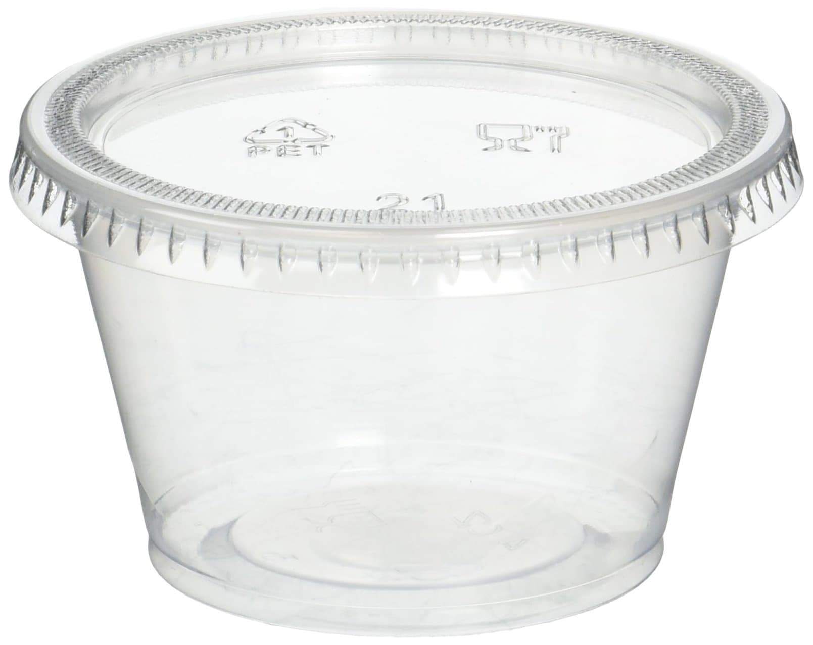 Reditainer Plastic Disposable Portion Cups Souffle Cup with Lids, 4-Ounce, 100-Pack