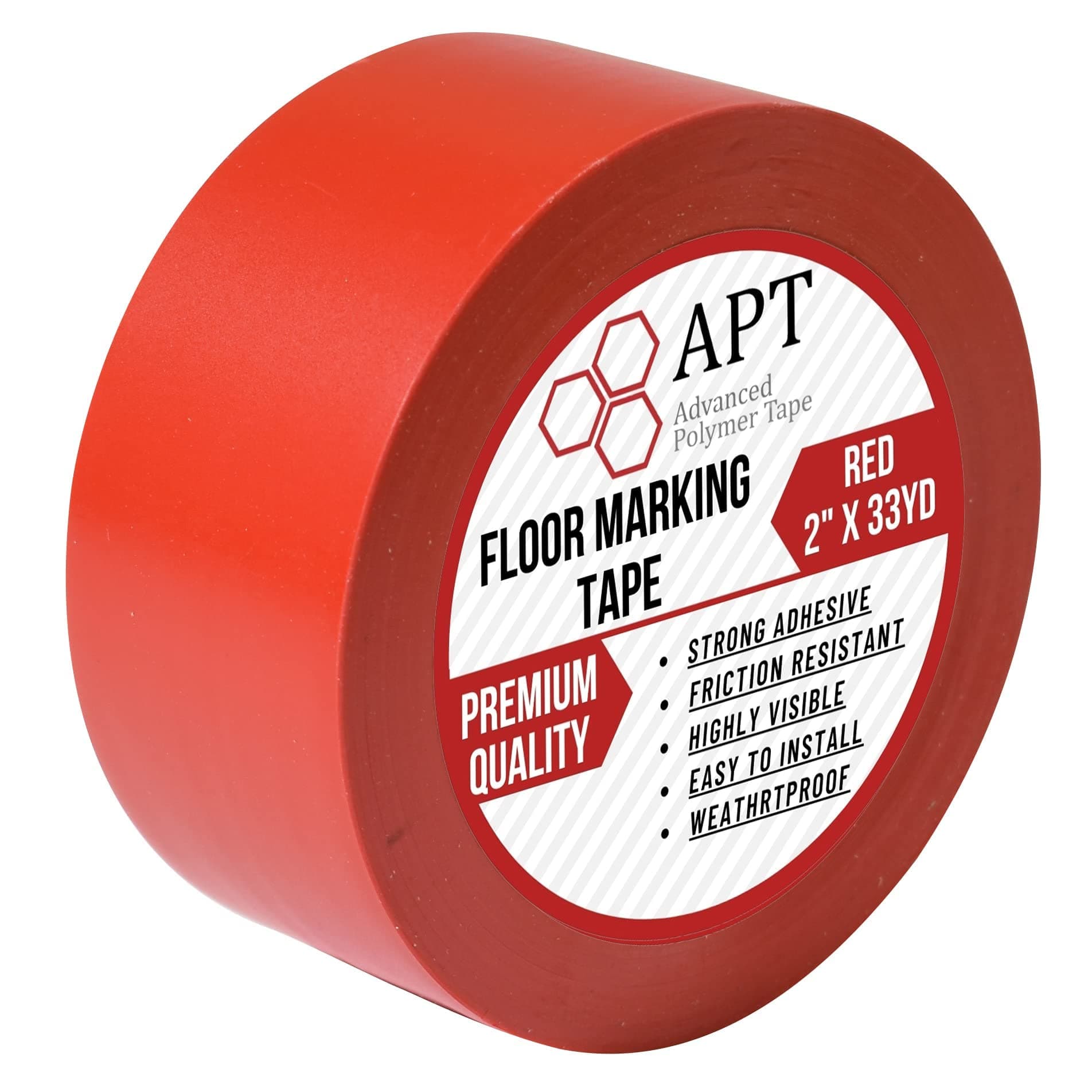 APT Advanced Polymer Tape Multi Color Marking Premium Safety Marking and Dance Floor Splicing 6 mil Thick (2", 1 Roll, Red)