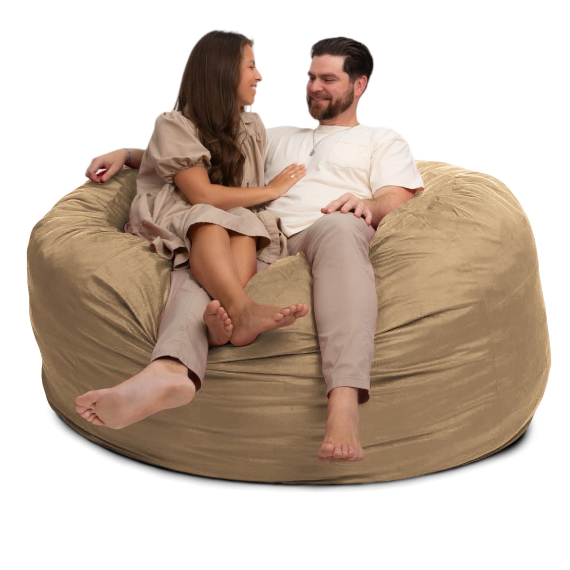 ULTIMATE SACK 6ft Bean Bag Chair, Oversize Bean Bag Chair for Adults, Comfy Chair Bean Bag Couch Lounge Sofa Loveseat Furniture | Camel Suede