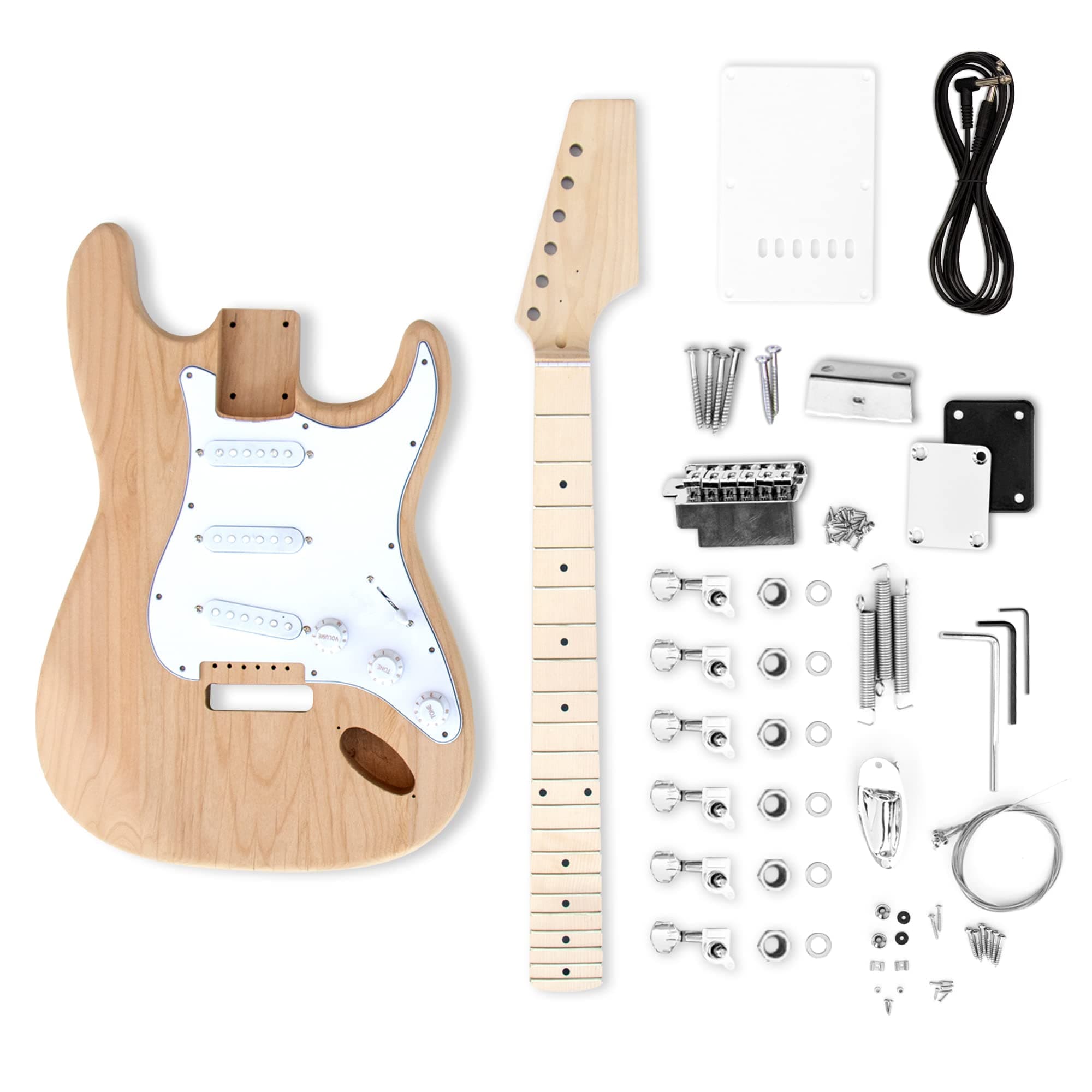 The FretWire ST-Style DIY Electric Guitar Kit - DIY Build Your Own Guitar, Guitar Setup Kit, DIY guitar Kit for Beginners and Professionals (Alder & Maple)