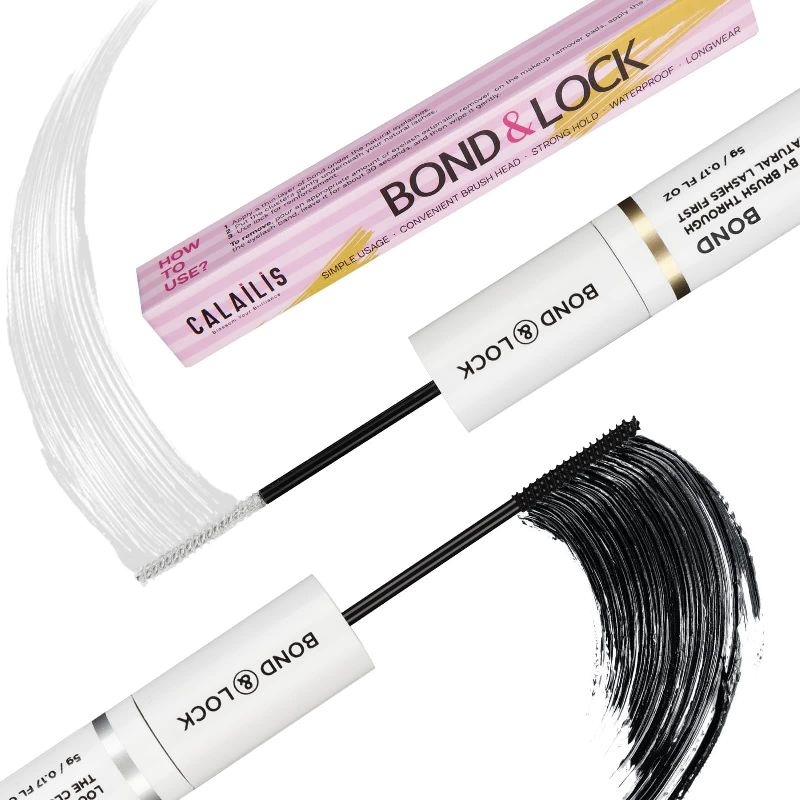CALAILIS Lash Bond and Seal, Cluster Lash Glue for Lash Clusters - Strong Hold, Long Lasting 7+ Days, Waterproof, Non-irritating, Suitable for Sensitive Eyes