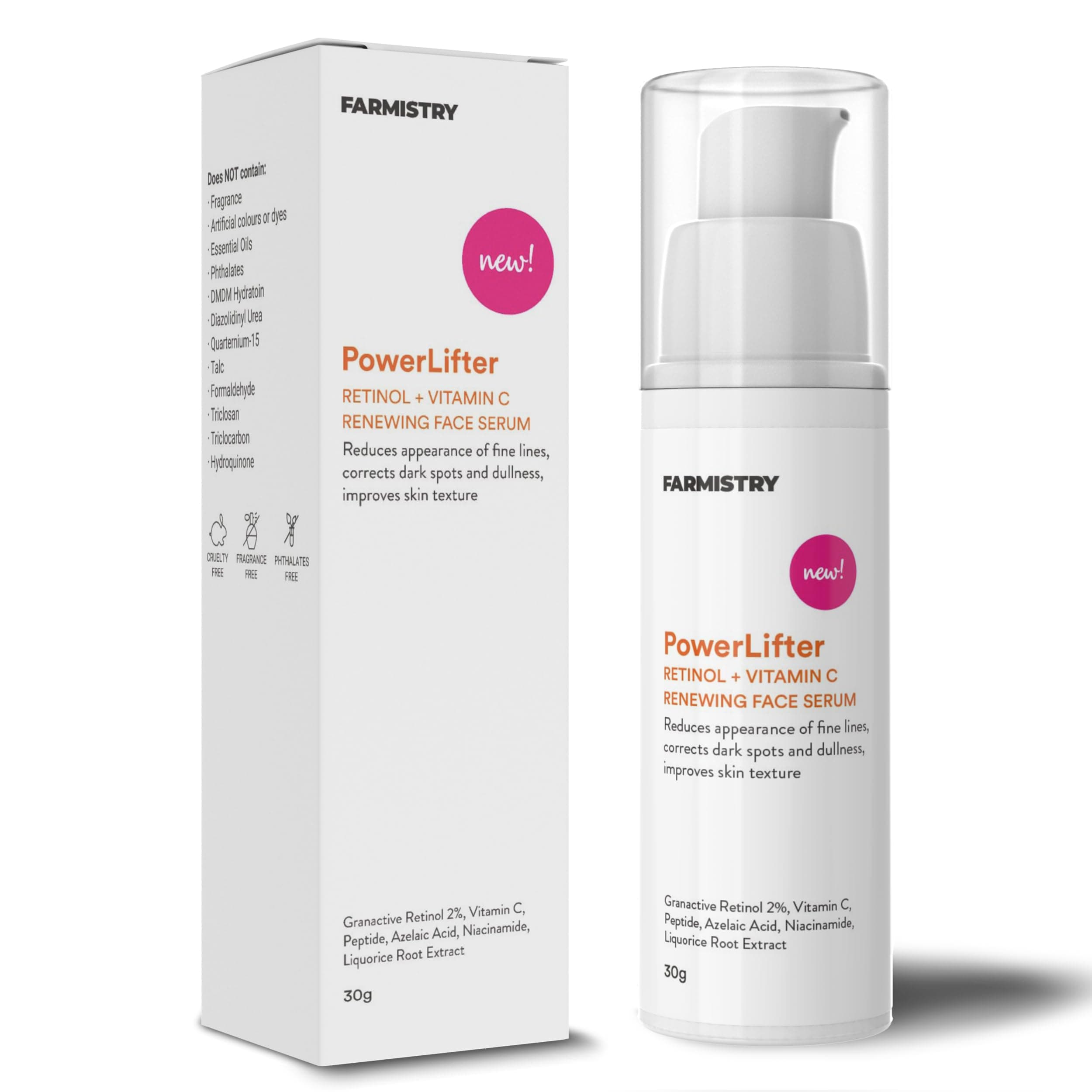 PowerLifter | 2% Retinol, Vitamin C, Peptide, Azelaic Acid | Retinol Serum | Targets - Dullness, Skin Texture, Fine Lines, Dark Spots | 30gm