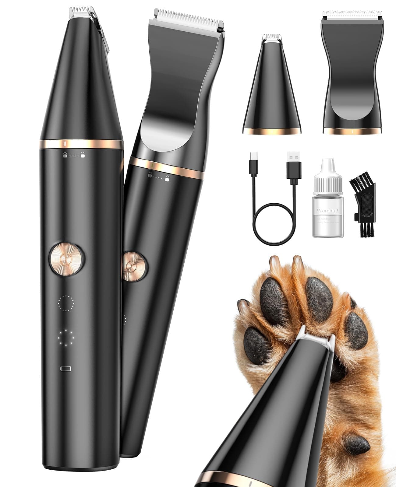 oneisall Dog Paw Trimmer with Double Blades,Silent Cat/Dog Clipper Grooming Kit,Cat Paw Trimmer Shaver for Dogs Cats Face,Eyes, Ears