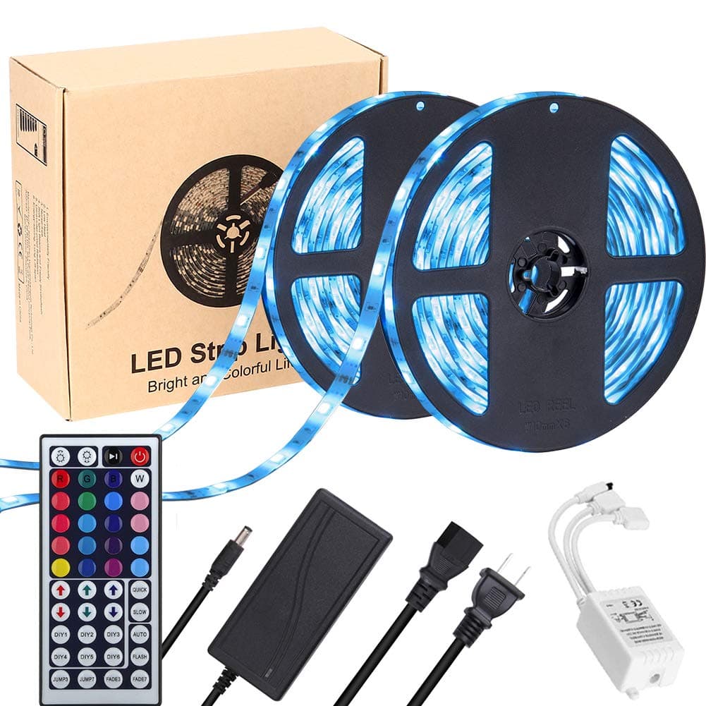 LED Strip Lights, LED Light Strip 32.8 Feet/10M 5050 RGB Flexible Color Changing Strip Light with 44 Keys IR Remote Controller and 12V 5A Power Supply