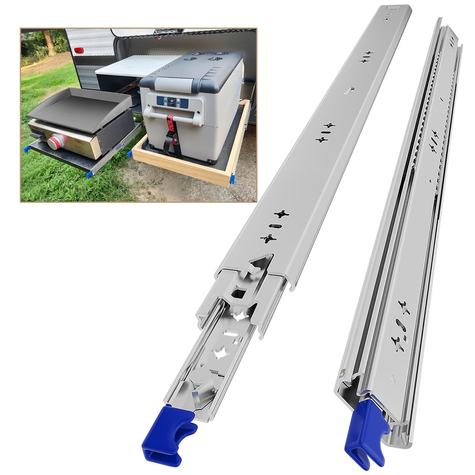 AOLISHENG Heavy Duty Drawer Runners Drawer Slides with Lock 700mm Draw Runners Load Capacity 110Kg Ball Bearing Full Extension Heavy Duty Draw Slides Side Mount 1 Pair, 28inch