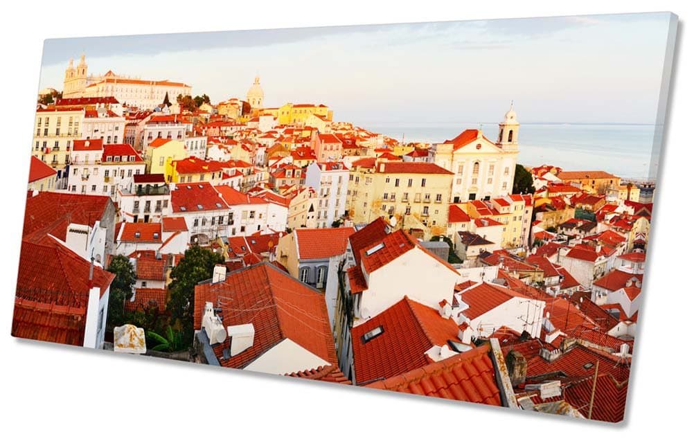canvasINK Lisbon Skyline Portugal CANVAS WALL ART Framed Print 48 x 24 inch