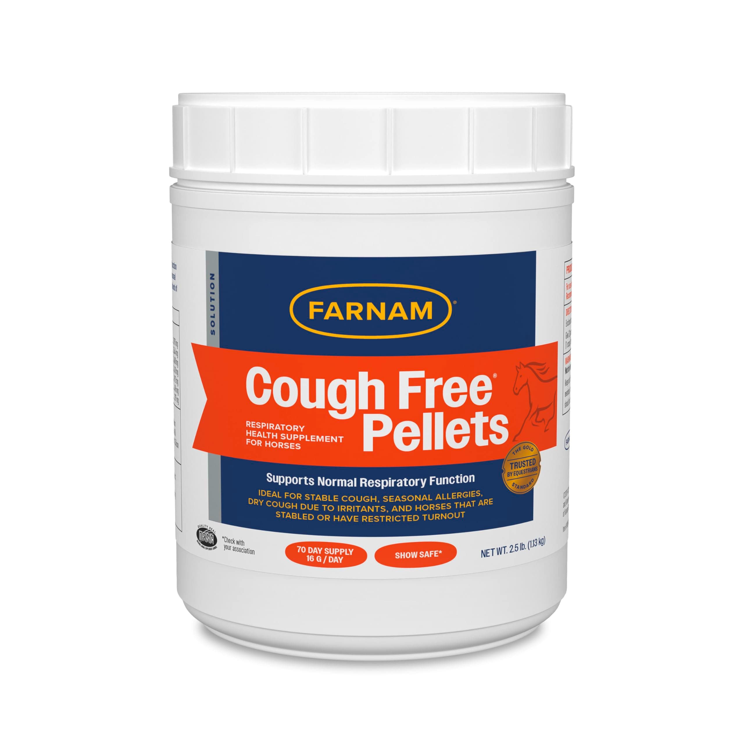 Farnam Cough Free Horse Supplement Pellets, Provides Respiratory Support for Horses with Seasonal Allergies or Stable Cough, 2.5 pounds, 70 Day Supply