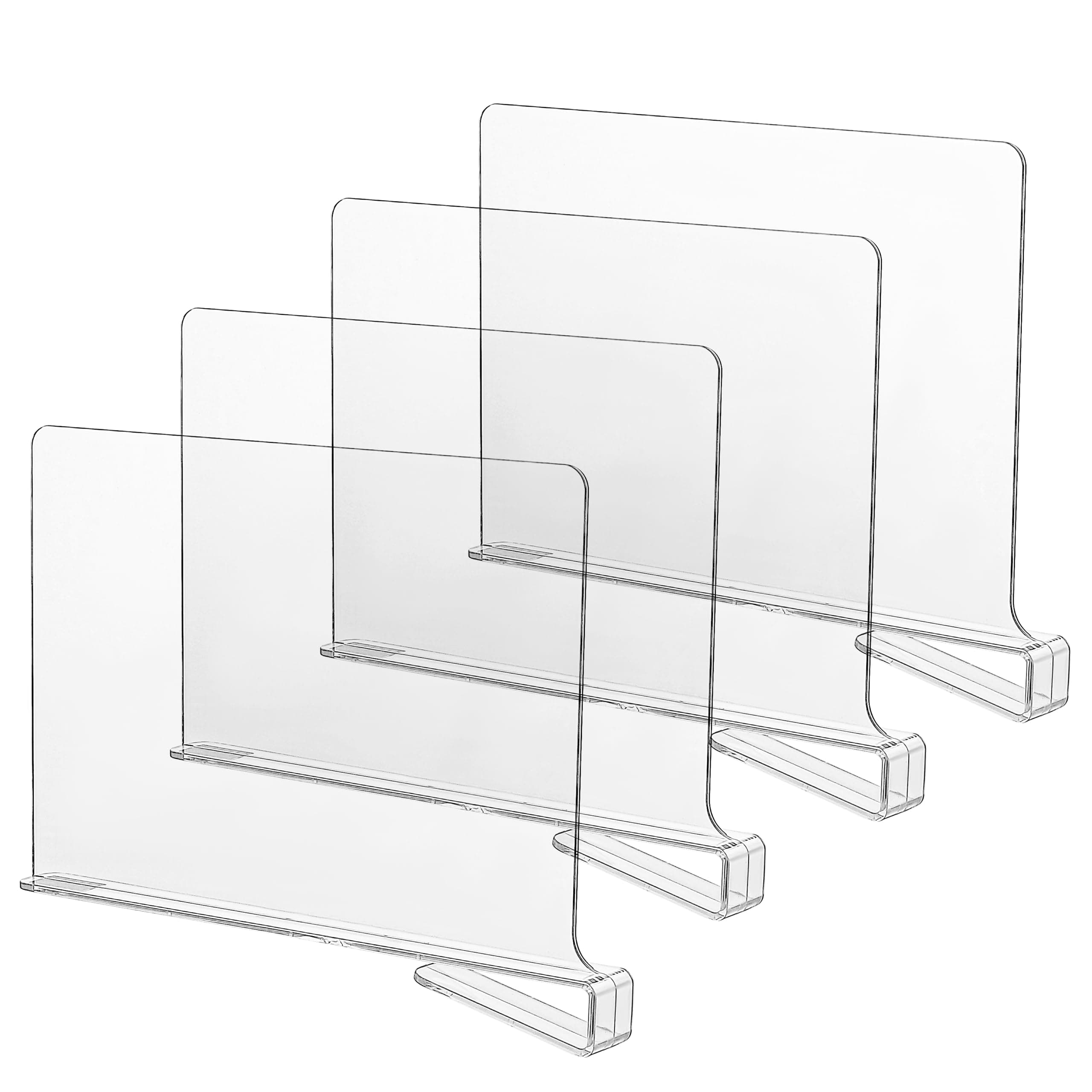 CY craft Acrylic Shelf Dividers for Closets,Wood Shelf Dividers, 4 PCS Clear Shelf Separators,Perfect for Clothes Organizer and Bedroom Kitchen Cabinets Shelf Storage and Organization
