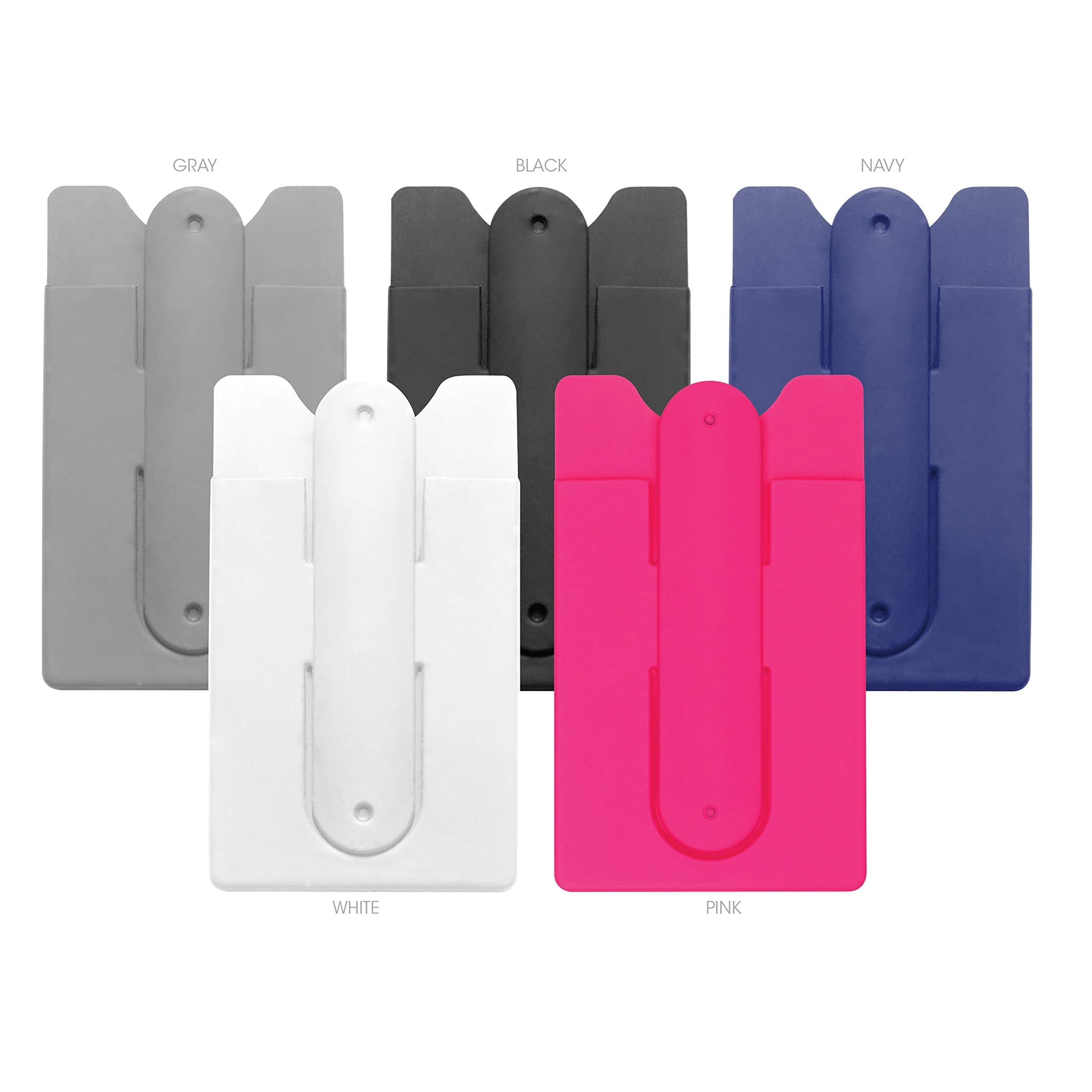USA Merchant | Cell Phone Wallet with Stand (for Credit Card & Id) iPhone, Android & Most Smartphones | 5 Pc Pack - Grey, White, Black, Pink & Navy