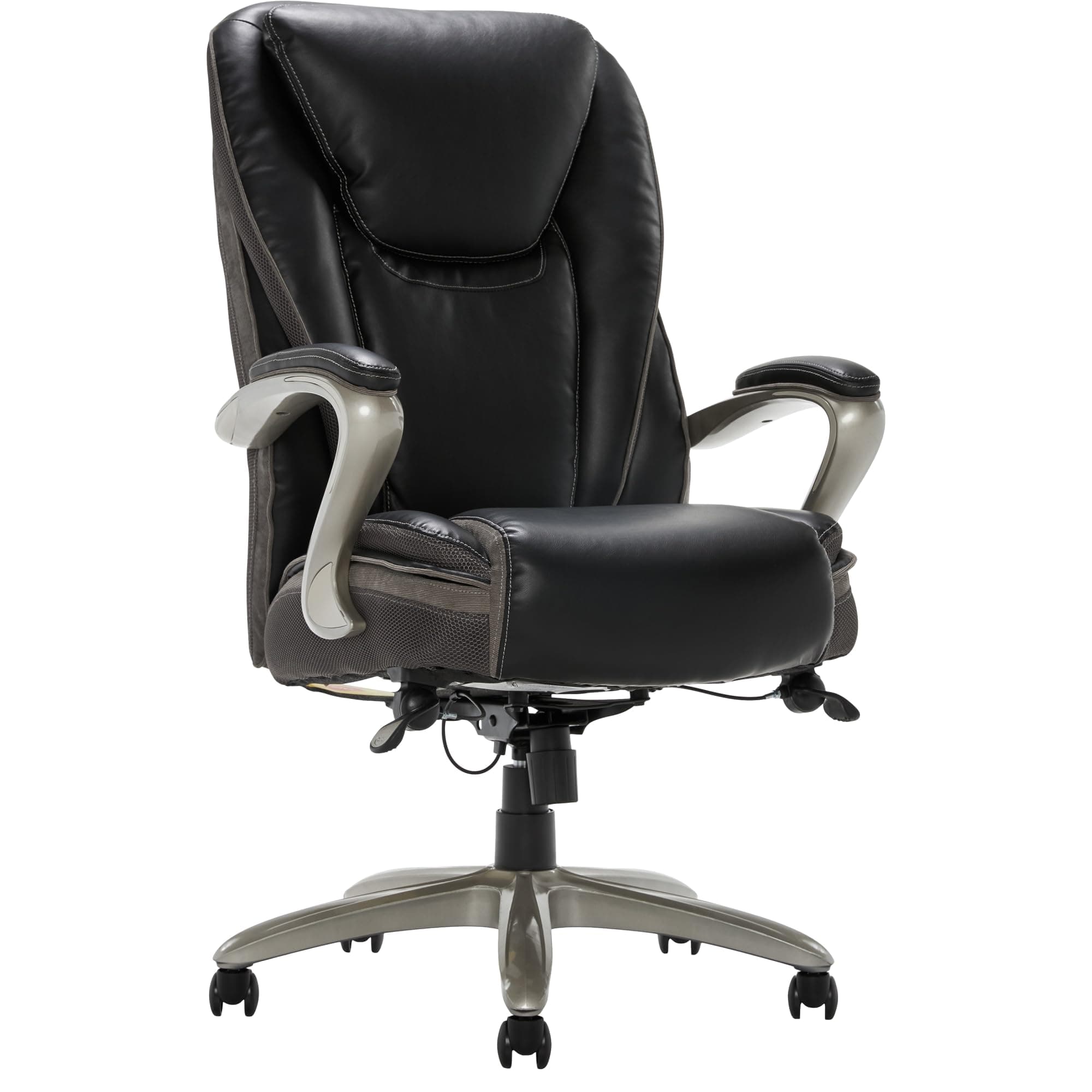 Smart Layers™ Hensley Big & Tall Ergonomic Bonded Leather High-Back Office Chair, Black/Silver