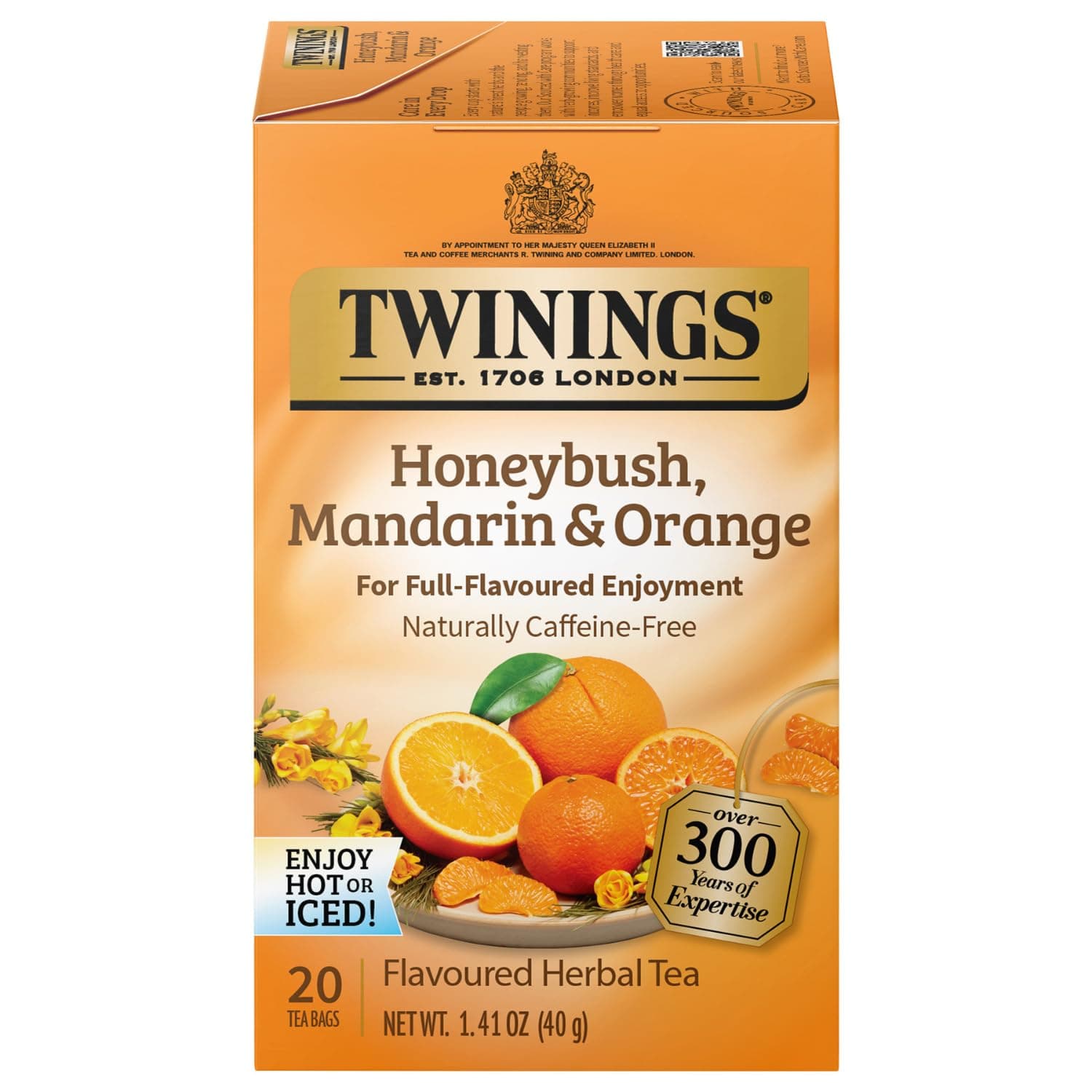 of London Honeybush, Mandarin, and Orange Herbal Tea Bags, 20 Count
