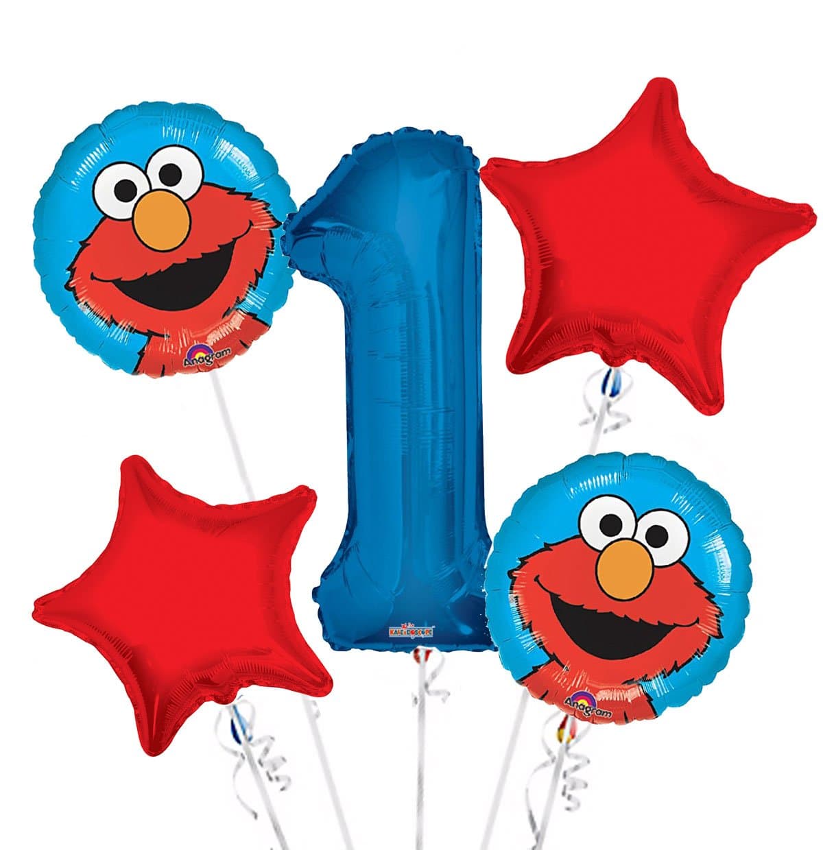 Sesame Street Elmo Balloon Bouquet 1st Birthday 5 pcs - Party Supplies