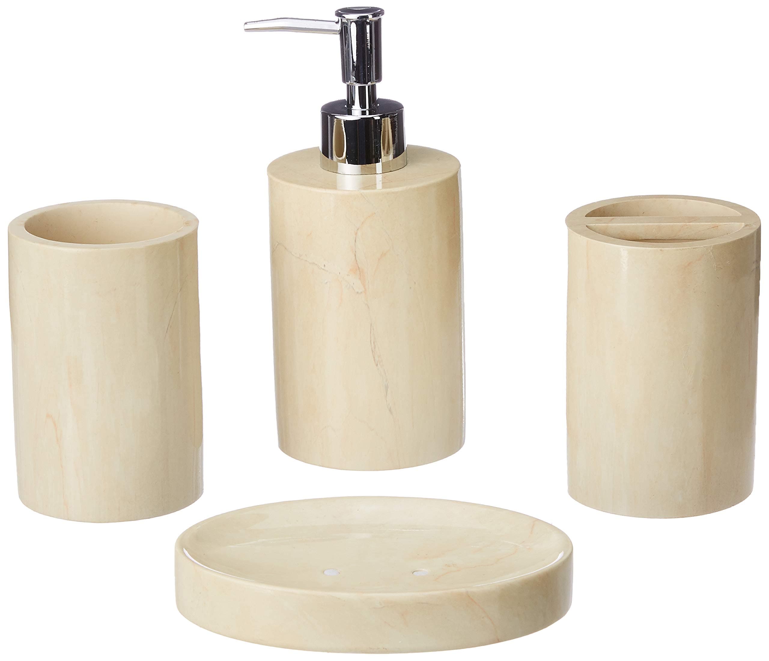 Shresmo 4 Piece Polyresin Bathroom Set, Cream (SRS1160B)
