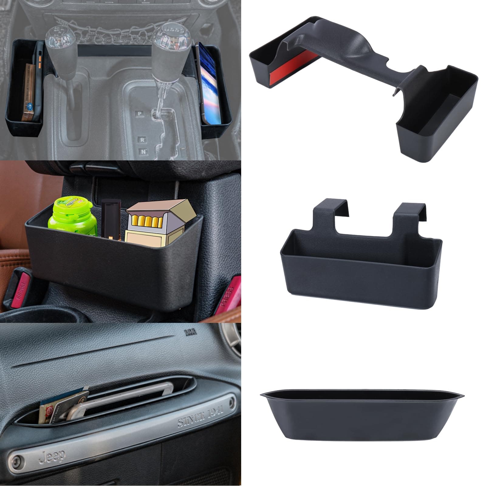 Neepiar Gear Shift Console Side Tray Organizer,Center Console Hanging Storage Box,Passenger Side Co-Pilot Organizer Compatible with 2011-2018 Jeep Wrangler JK JKU Interior Accessories
