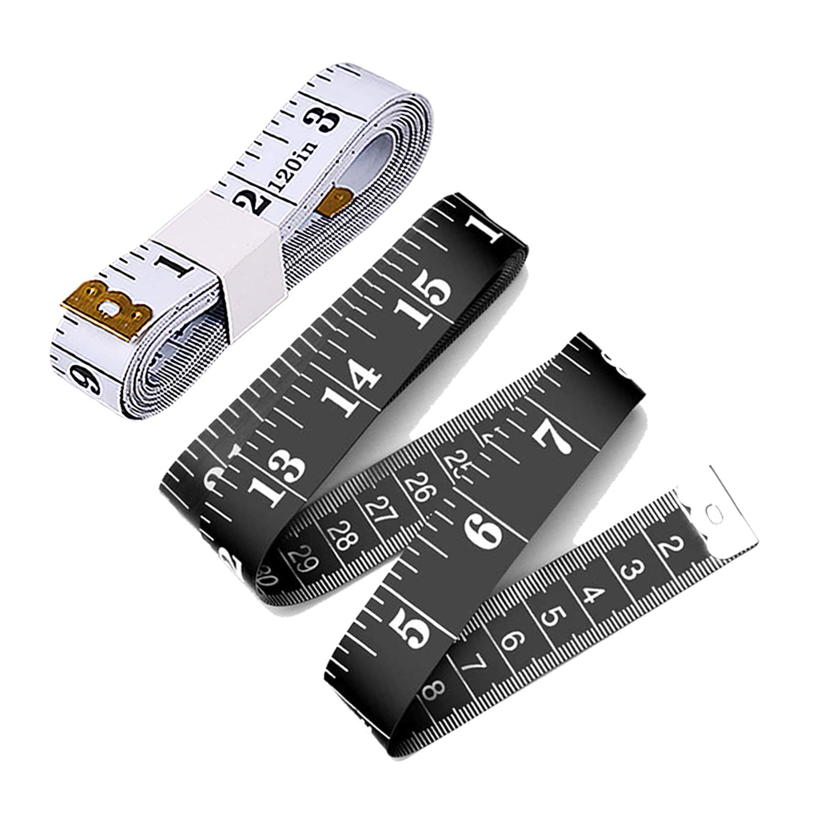Tape Measure Body Measuring Tape, 120 Inch Soft Fabric Measuring Tape for Sewing Cloth Measurement, Double Scale Tailor Ruler for Weight Loss Medical Measurement Nursing Craft(White/Black)