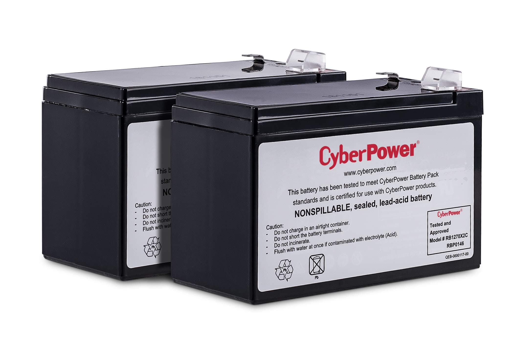 CyberPowerRB1270X2C UPS Replacement Battery Cartridge, 12V/7Ah
