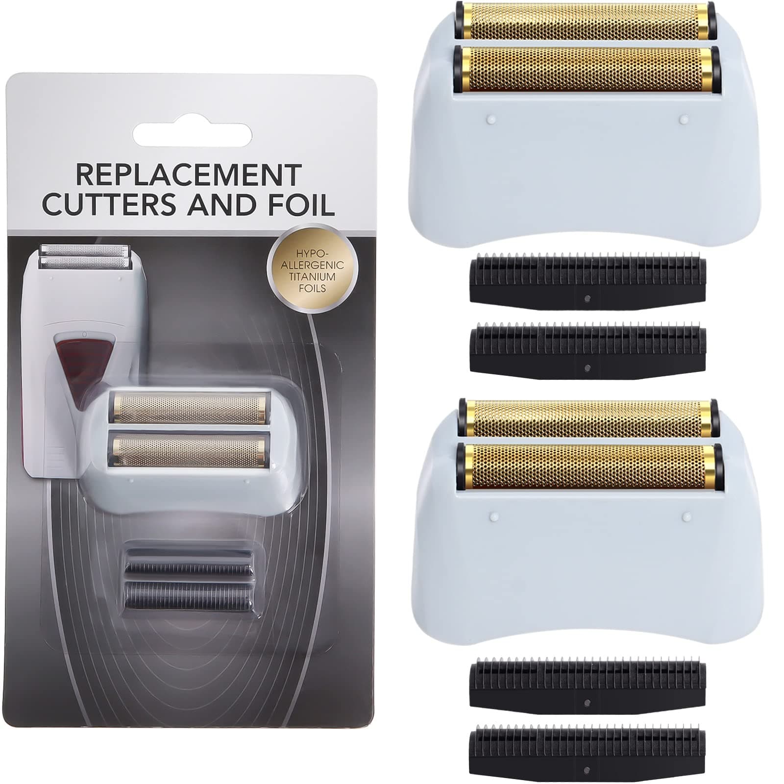Piwerod 2 Pack Pro Shaver Replacement Foil and Cutters Compatible with Andis 17150(TS-1)/17155/17200 Shaver for ProFoil & Lithium Shaver, Golden