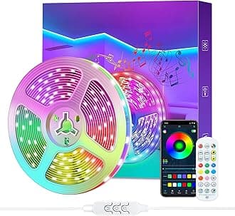 Led Strip Lights with Remote and APP Control, 10m Lights, RGB Using IC Chips Control Rainbow Colour, USB Powered, Bluetooth Music Sync Color Changing LED for Bedroom,Kitchen