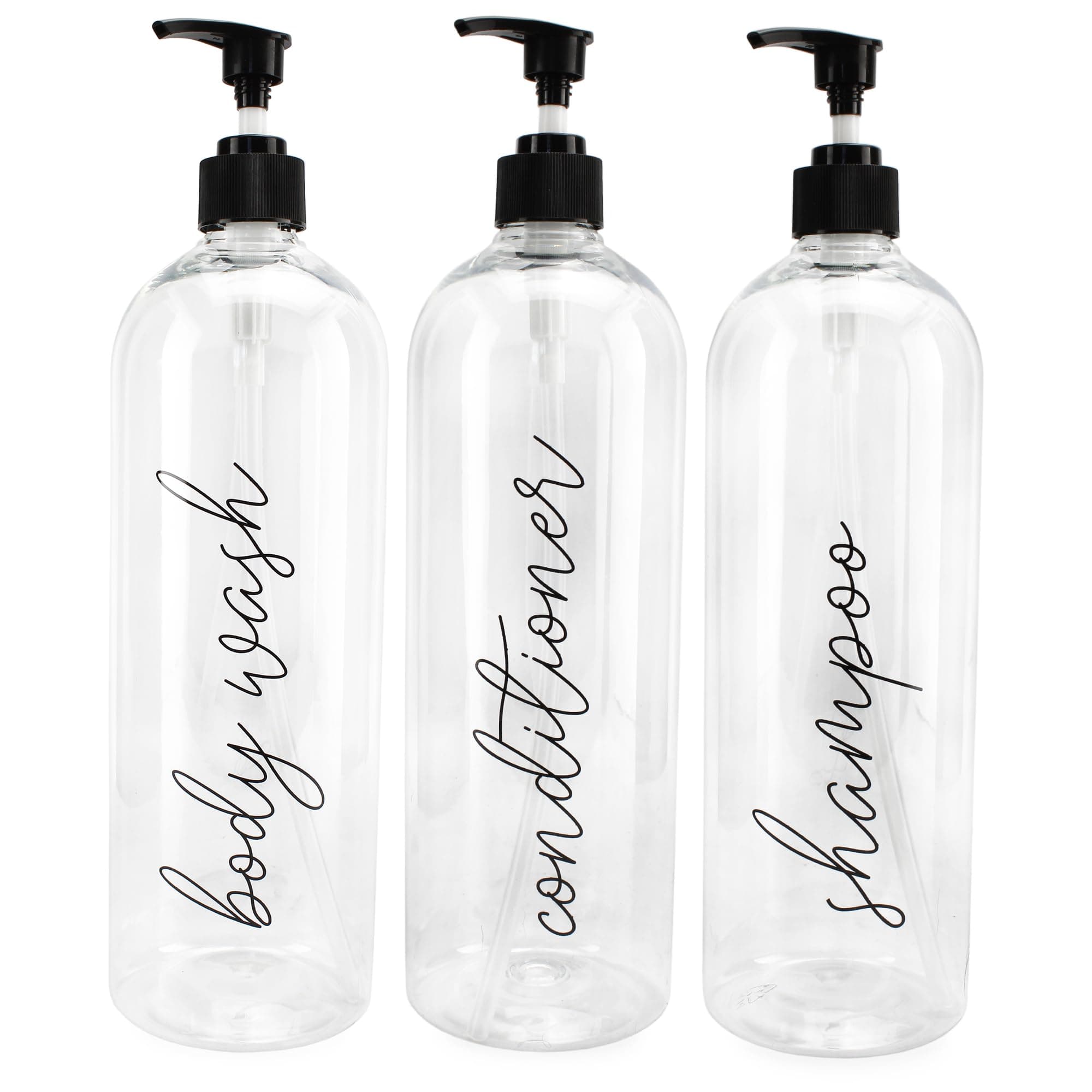 Cornucopia Brands Shower Pump Bottles (Set of 3); 32oz Pump Dispensers for Shampoo, Conditioner, and Body Wash
