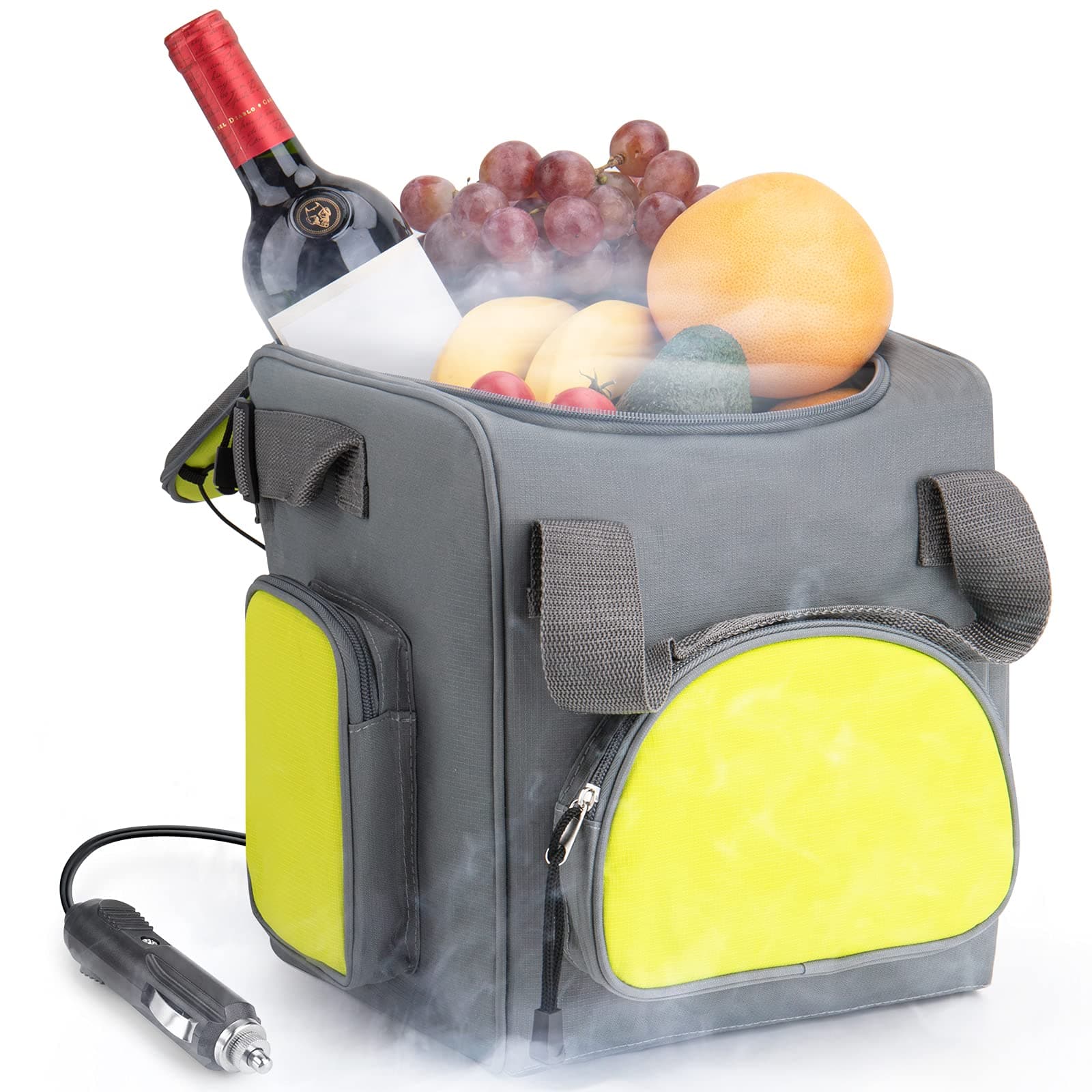 15-Quarts Car Cooler for Travel Plug In, 14L Small Electric Cooler, 12V Mini Car Fridge Portable Refrigerator for Camping, Soft Sided (12V 50.1W)