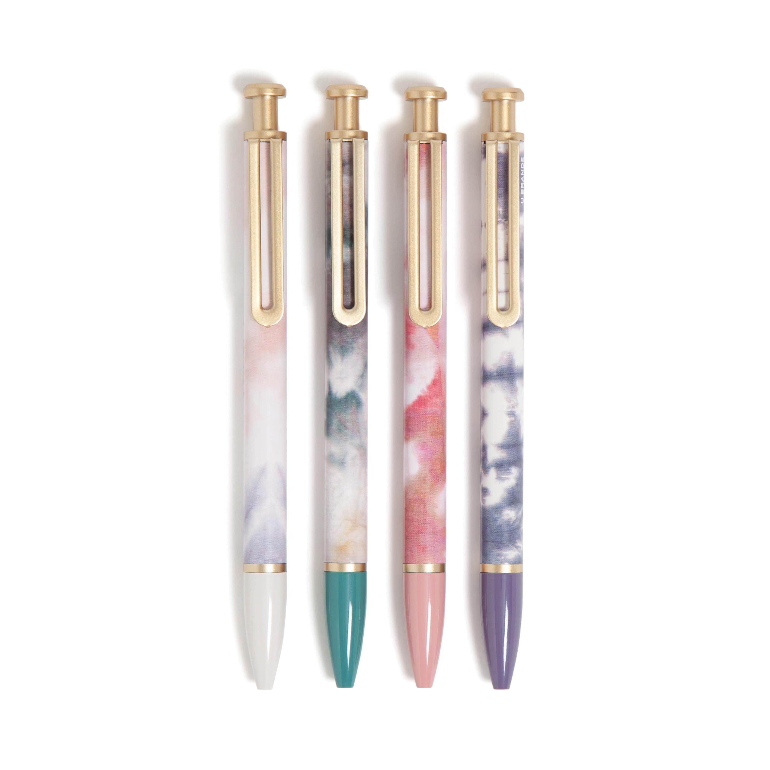 U Brands Monterey Ballpoint Pens, Set of 4, Soft Dye With Gold Details, Bold (1.0 mm) Point, Black Ink