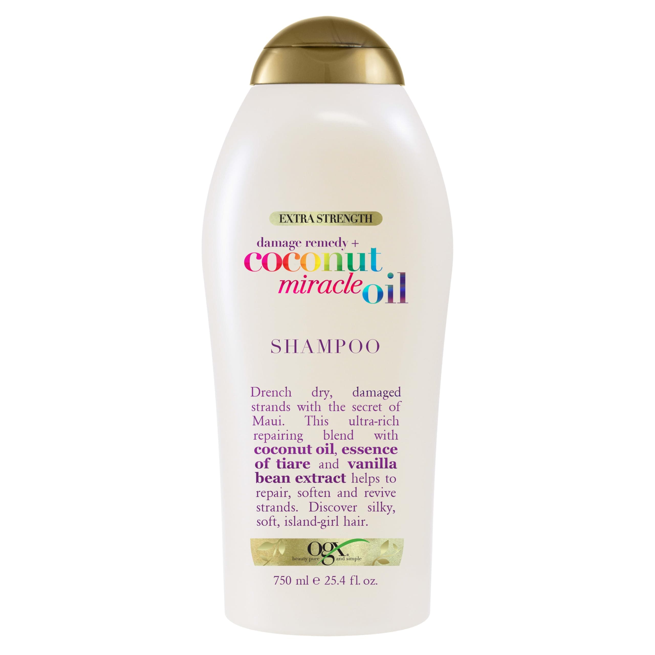 Extra Strength Damage Remedy + Coconut Miracle Oil Shampoo for Dry, Frizzy or Coarse Hair, Hydrating & Flyaway Taming Shampoo, Paraben-Free, Sulfate-Free Surfactants, 25.4 Fl Oz