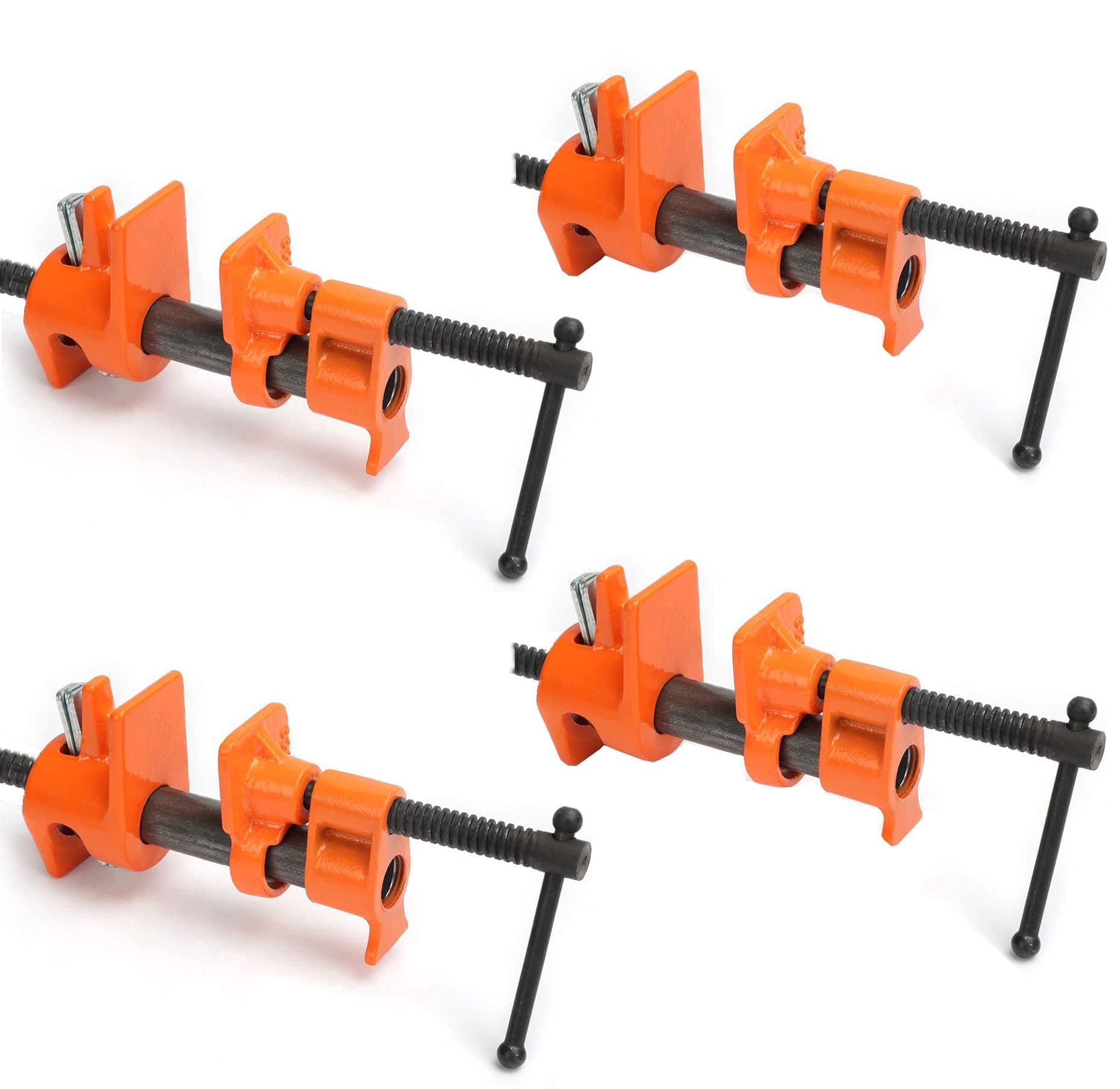4 PACK 1/2" Wood Gluing Pipe Clamp Set Heavy Duty PRO Woodworking Cast Iron