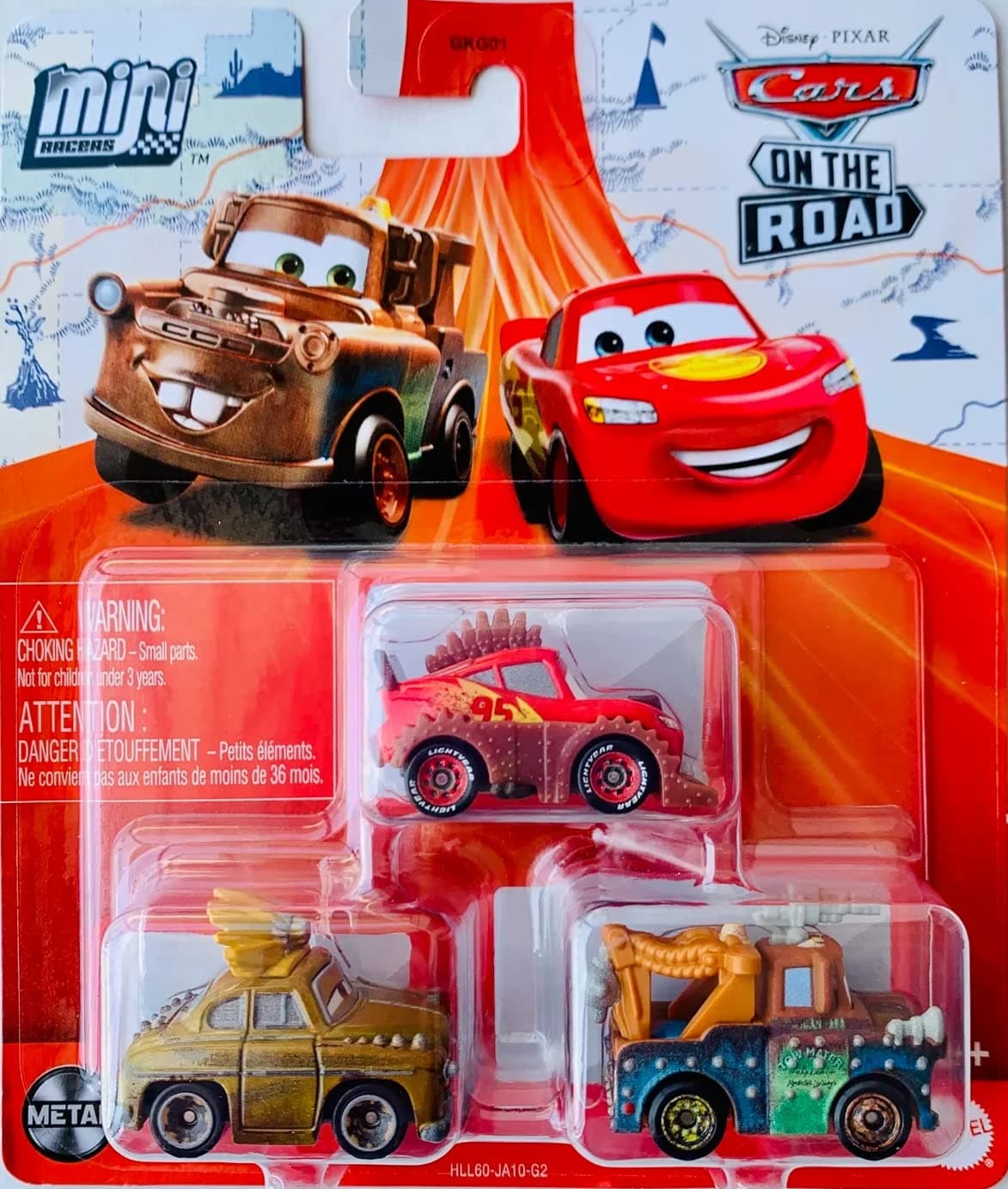 Disney Cars On The Road Mini Racers Road Warriors 3-Pack With Rumbler Lightning Mcqueen, Rumbler Mater And Chieftess, Assorted