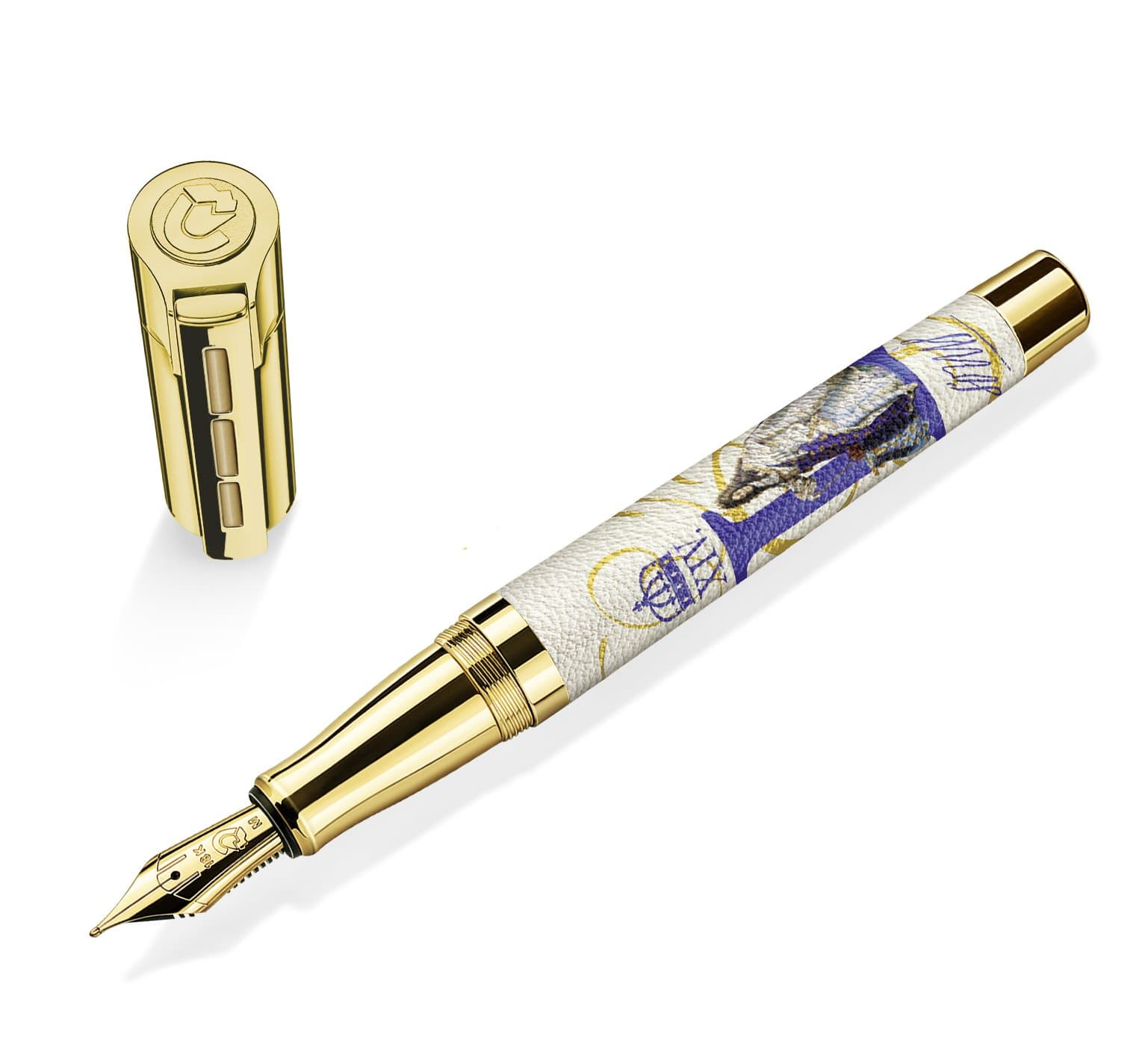 STAEDTLERJ.S. Louis XIV. Fountain Pen, Gold-Plated, handpolished 18 kt Gold Nib, M, 9PT1LXIVM