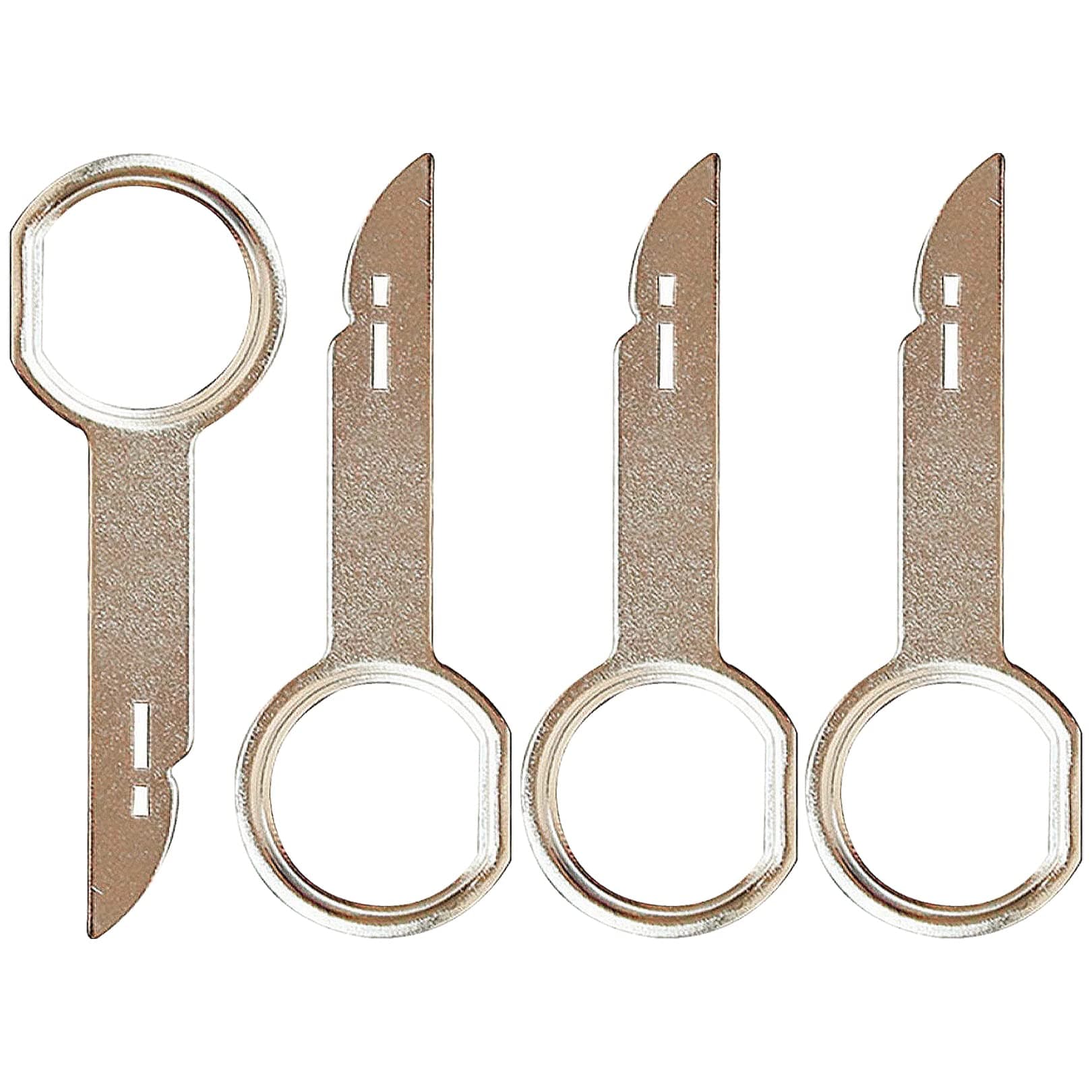 4pcs Radio Release Keys Extraction Tool,Radio Removal Tool Key Tool with Easy Grip Handles Compatible with Ford,Mercedes,Car Radio Removal Tool Key,Radio Removal Tool Key Tool(Silver)