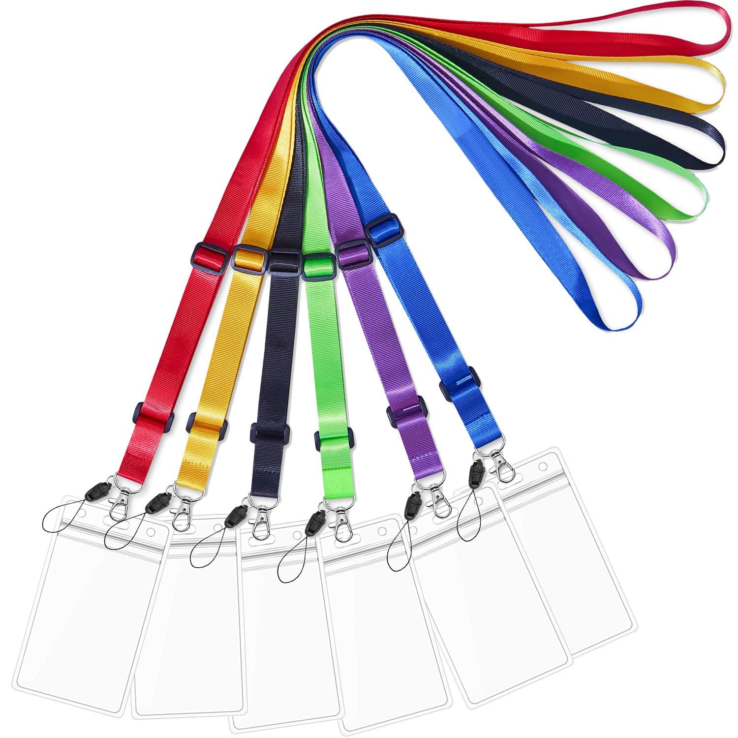 6 PACK Adjustable Lanyard with ID Badge Holder
