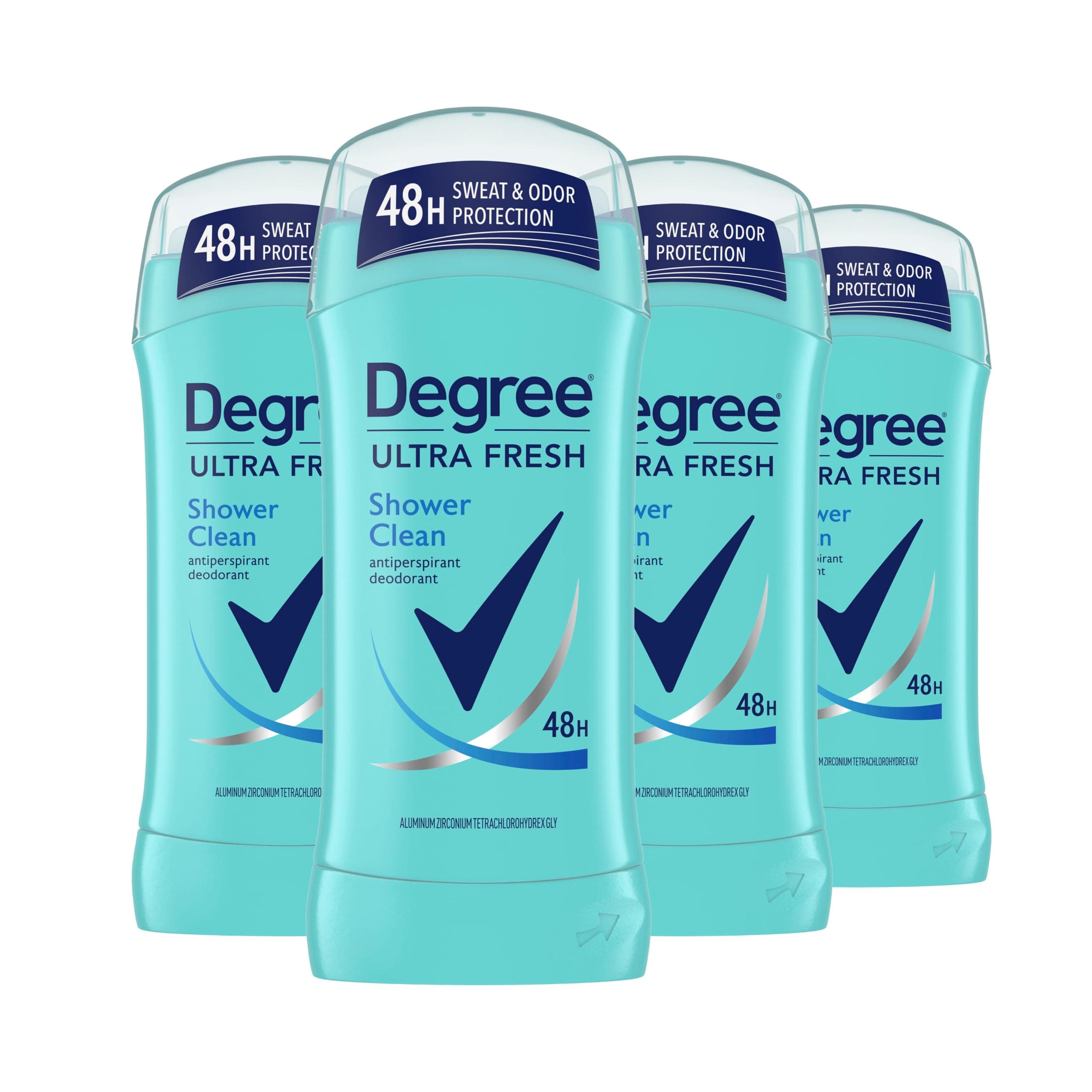 Ultra Fresh Antiperspirant Deodorant Stick Shower Clean Pack of 4 for 48H Sweat and Odor Protection for Women, 2.6 oz