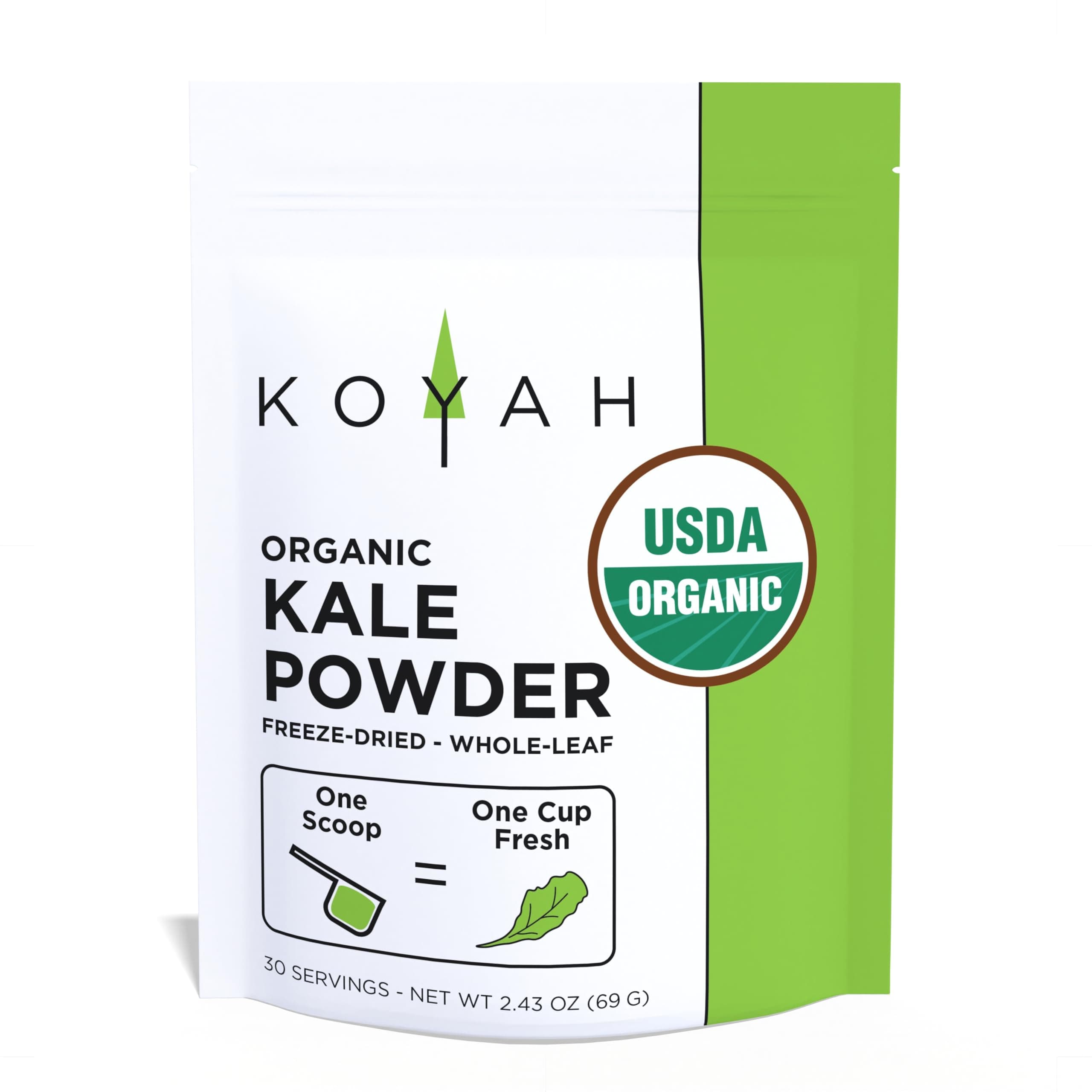 Organic USA Kale Powder (Equivalent to 30 Cups Fresh): Freeze-dried, Whole-Leaf Powder