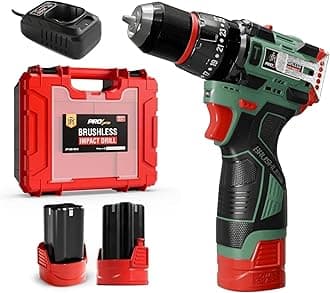 - New Pro Series Brushless 18-volt Cordless Impact Drill Machine with 70N.m Torque | 2150 RPM Speed | 25+3 Gears | 2 Speed Modes | 3/8" Metal Chuck | One Year Warranty, Green