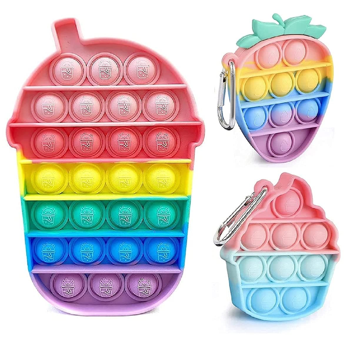 - Pop it Toy for Kids, Pack of 2 Unit – Tumbler with 2 Keychain Pop it Fidget Toy for Kid, Real Silicone Pop it Games for Kids (Multicolor)