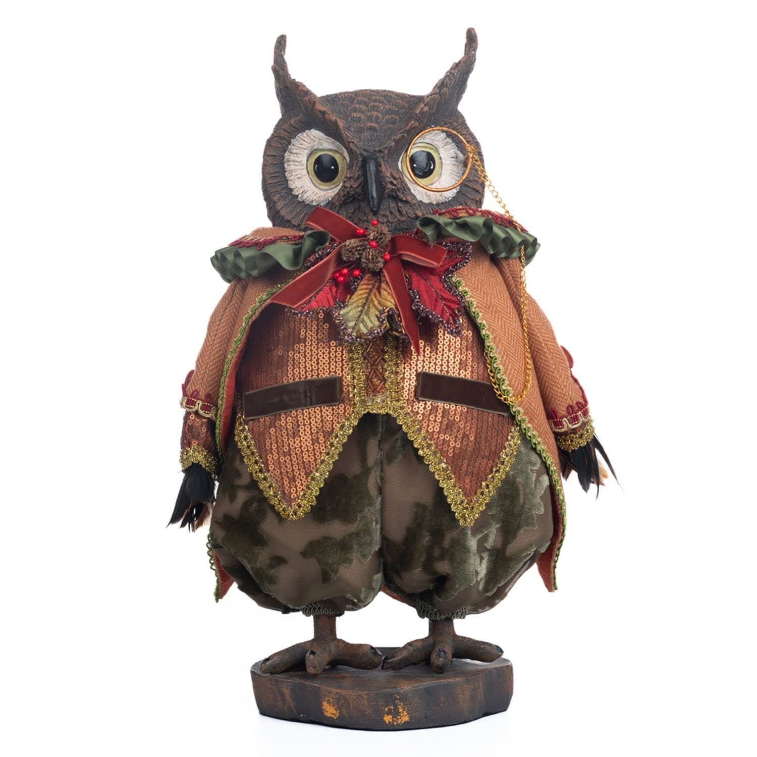 Katherine's Collection 2023 Harvest Forage Forrest Wilder Owl Tabletop, 10.5x7.75x15.75 Inches, Brown/Orange/Green